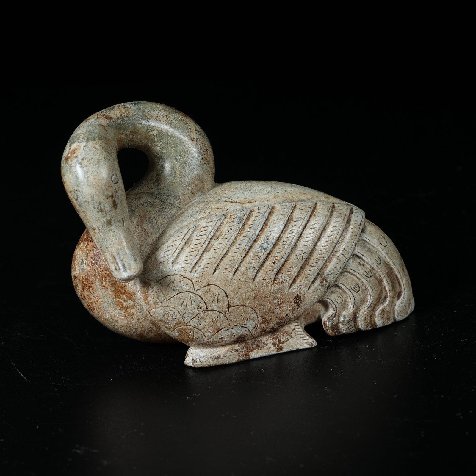 A ARCHAIC JADE PHOENIX ORNAMENT: Archaic Jade Phoenix Ornament