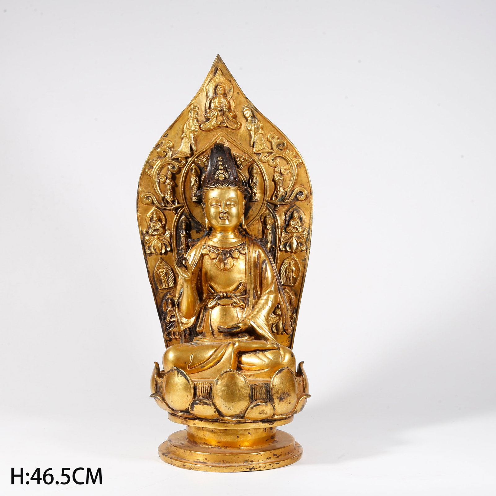A GILT BRONZE BODHISATTVA STATUE: Gilt Bronze Bodhisattva Statue