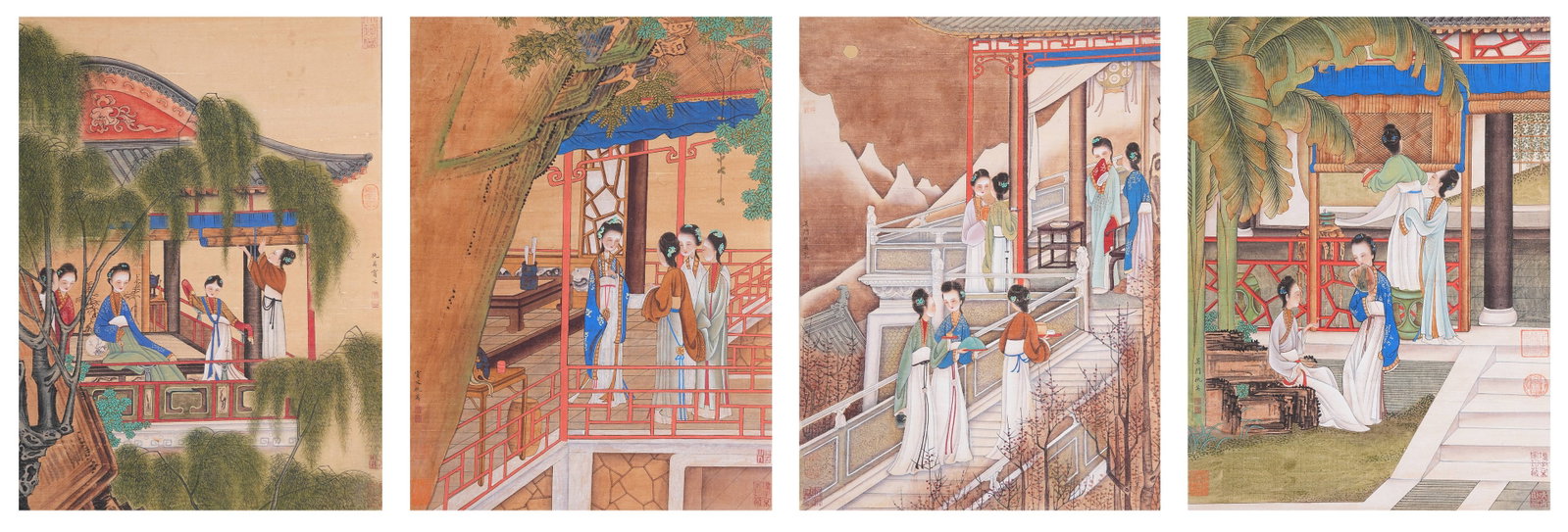 A FIGURE STORY PAINTING ON SILK BY QIU YING (FOUR PIECES).仇英 (1 of 20)