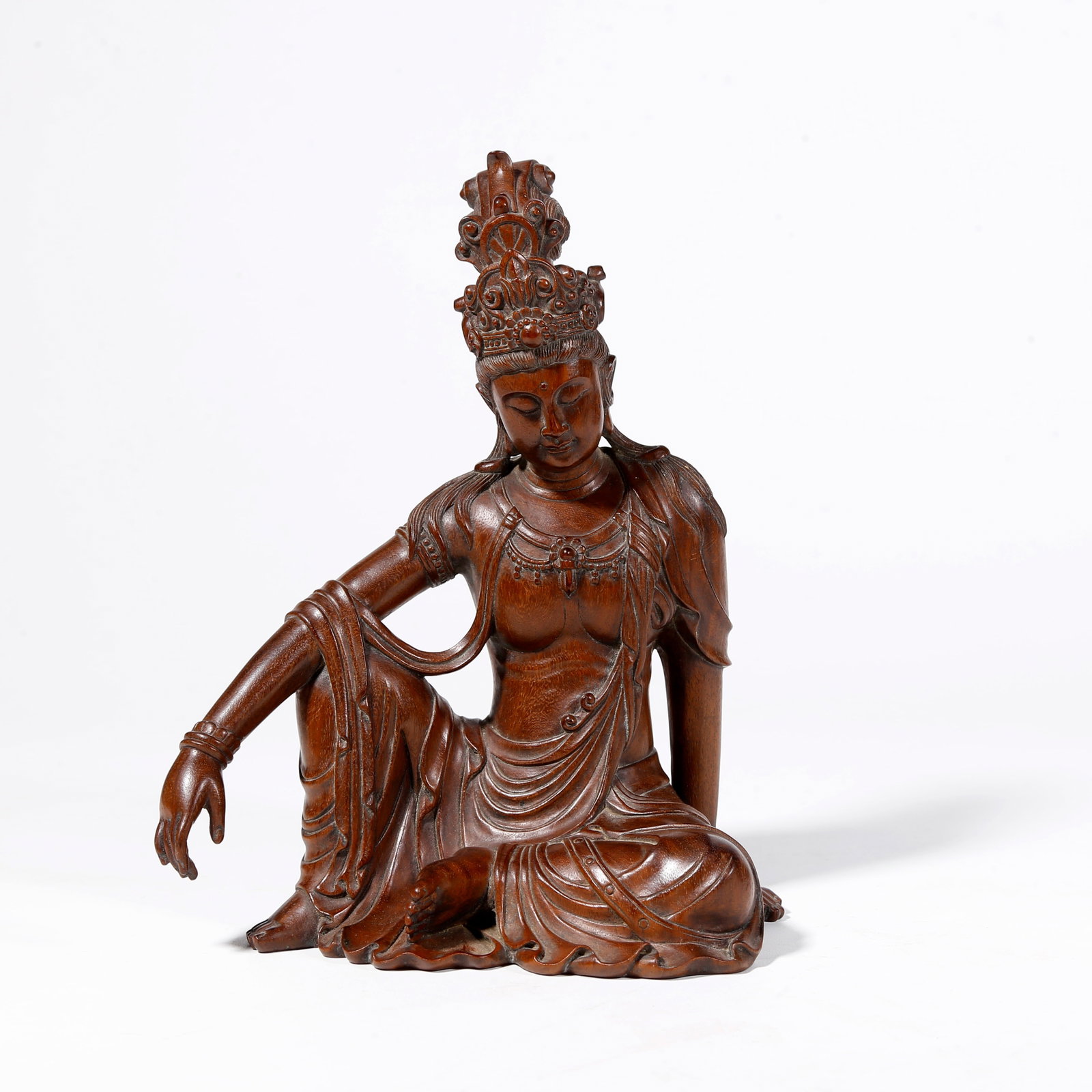 A HUANGHUALI WOOD CARVED FREE GUANYIN STATUE (1 of 9)