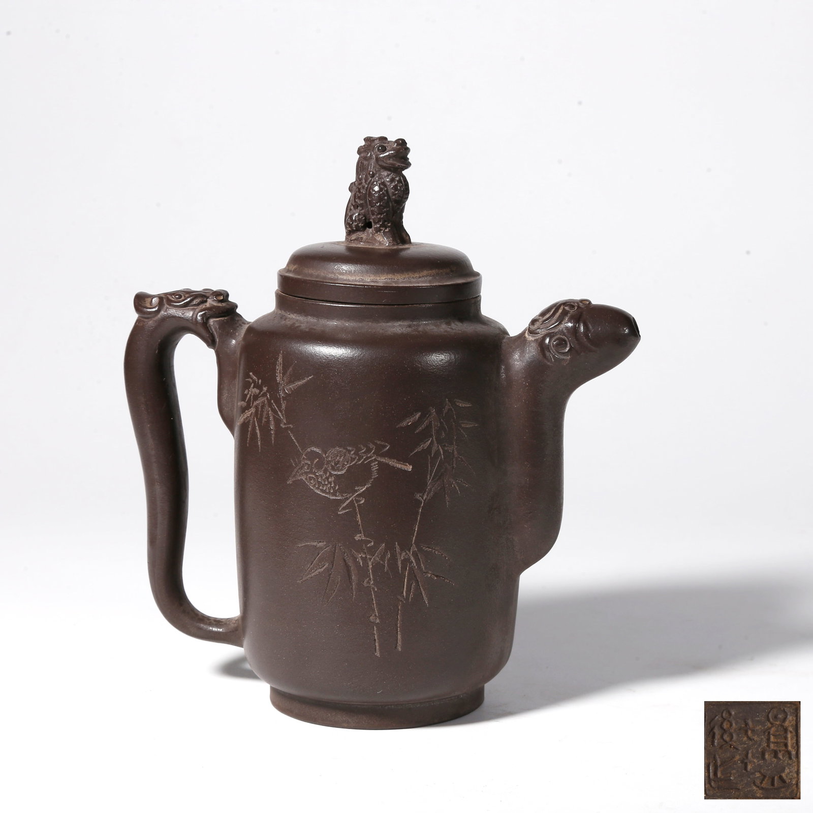 A ZISHA EWER WITH BEAST KNOB: Zisha Ewer with Beast Knob