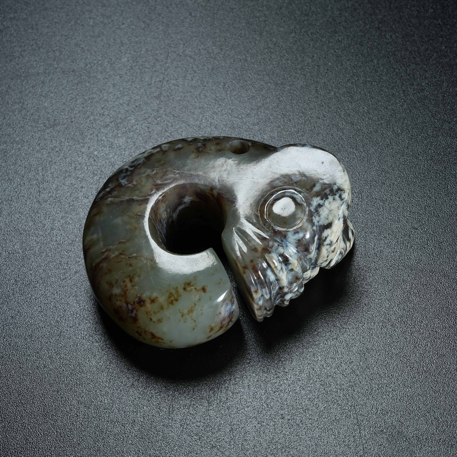 A ARCHAIC JADE PIG-DRAGON PENDANT ORNAMENT: Archaic Jade Pig-dragon Pendant Ornament