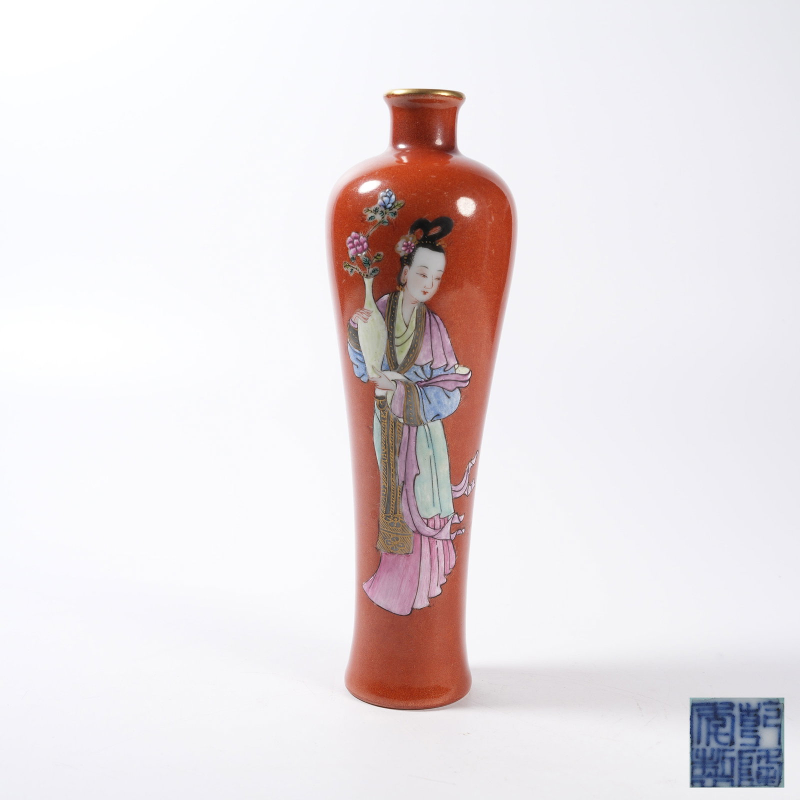 A FAMILLE ROSE VASE WITH BEAUTIES PAINTING (1 of 9)