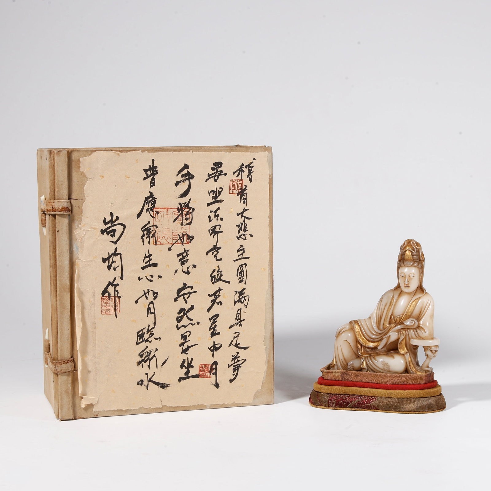 A SHOUSHAN STONE CARVED GUANYIN STATUE (1 of 10)