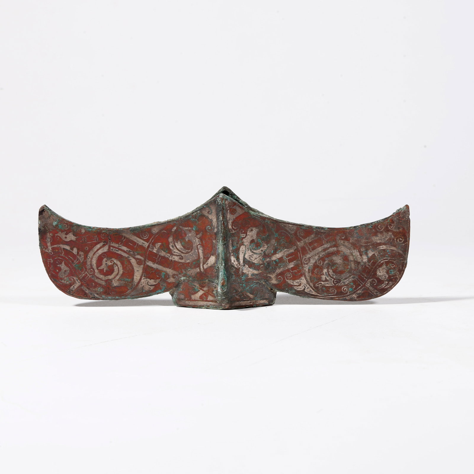 A BRONZE SWORD FITTINGS INLAID WITH SILVER: Bronze Sword Fittings Inlaid with Silver