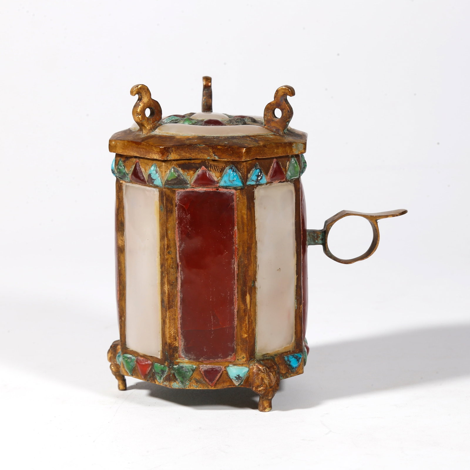 A BRONZE COVERED CUP INLAID WITH JADE (1 of 10)