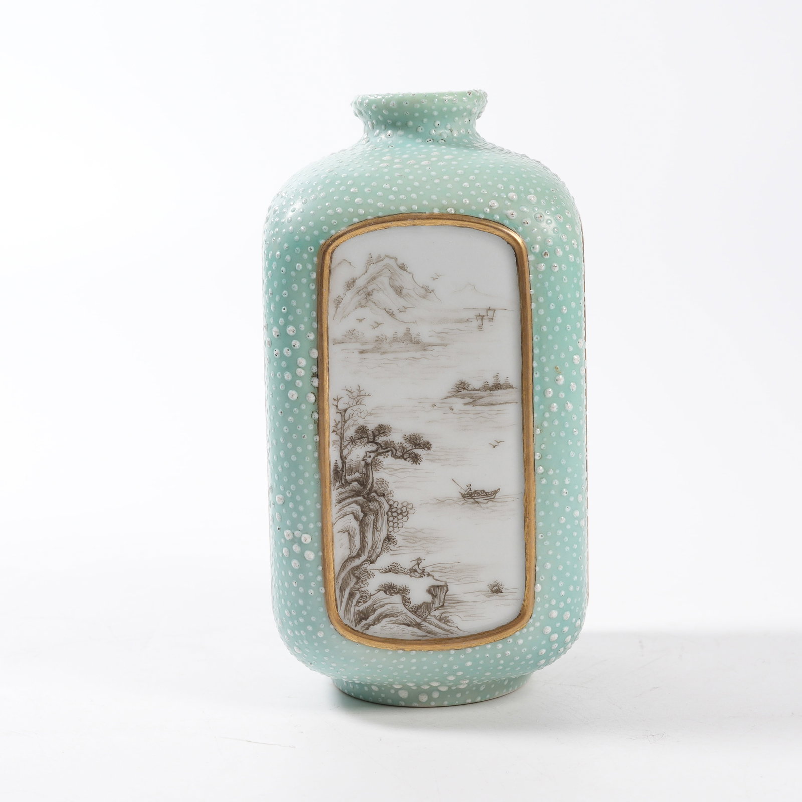 A SQUARE VASE WITH INK LANDSCAPE PATTERN - 4