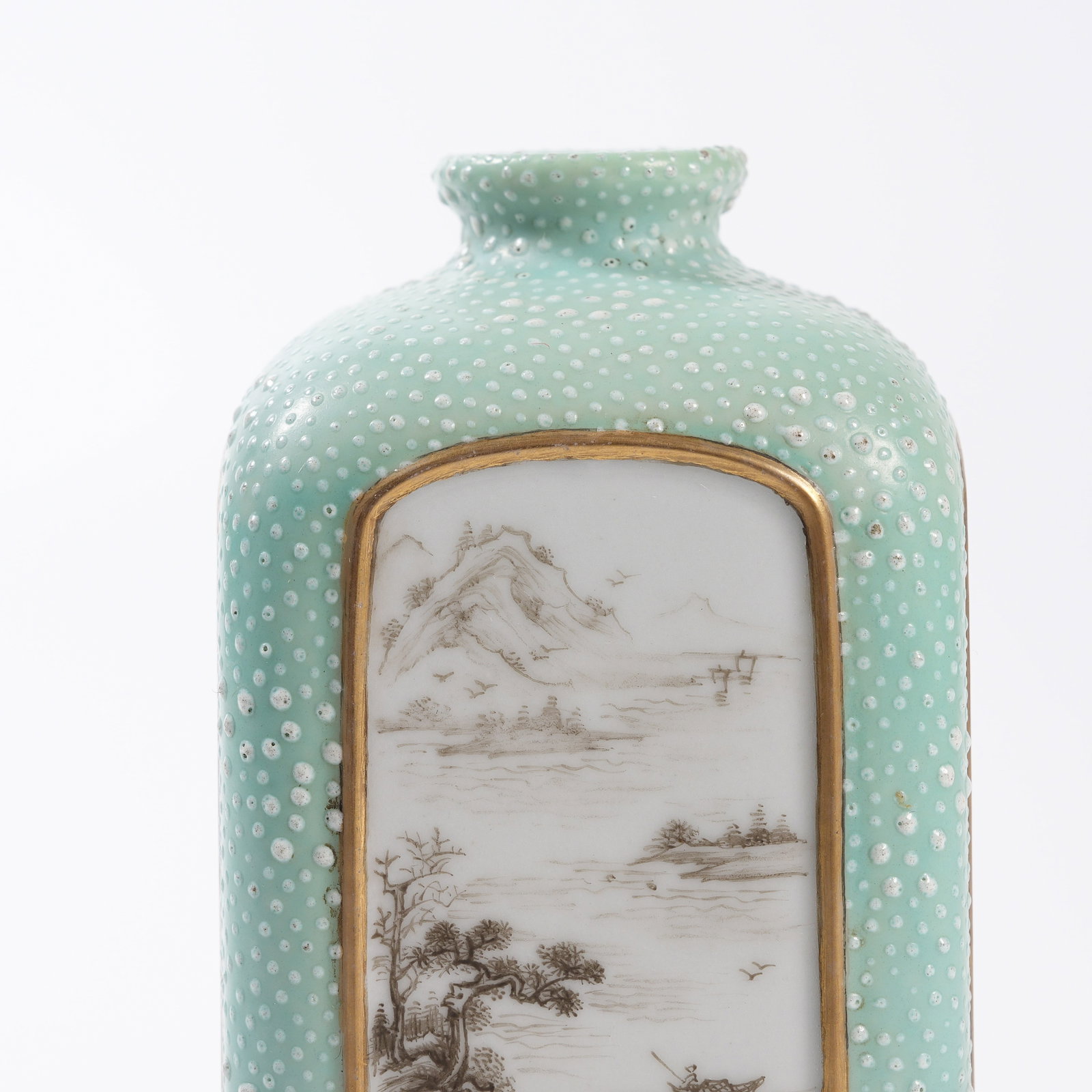 A SQUARE VASE WITH INK LANDSCAPE PATTERN - 5
