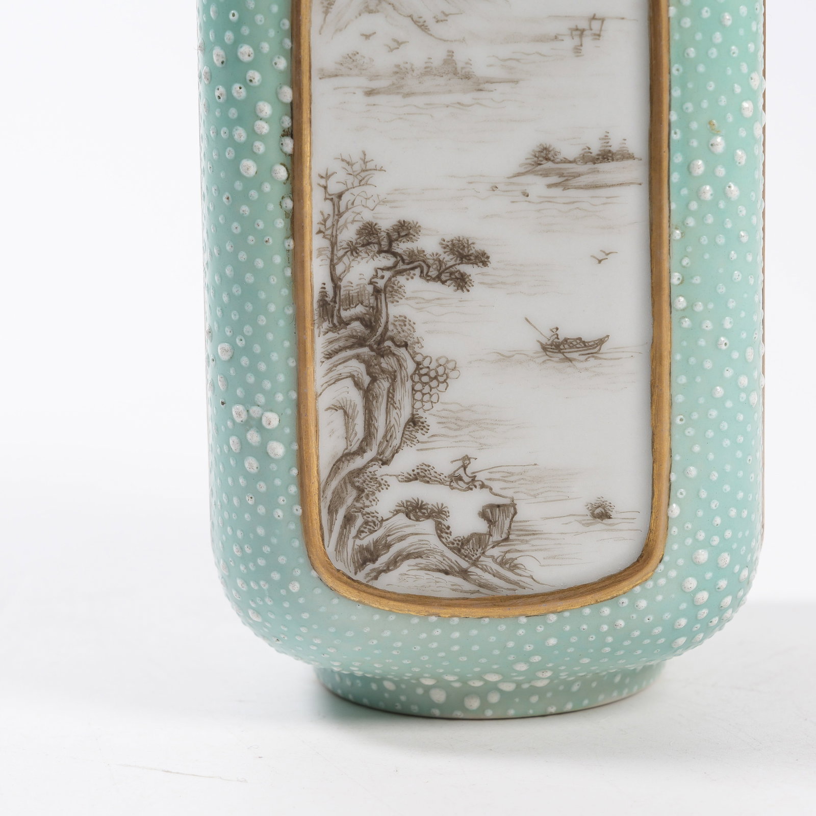 A SQUARE VASE WITH INK LANDSCAPE PATTERN - 6