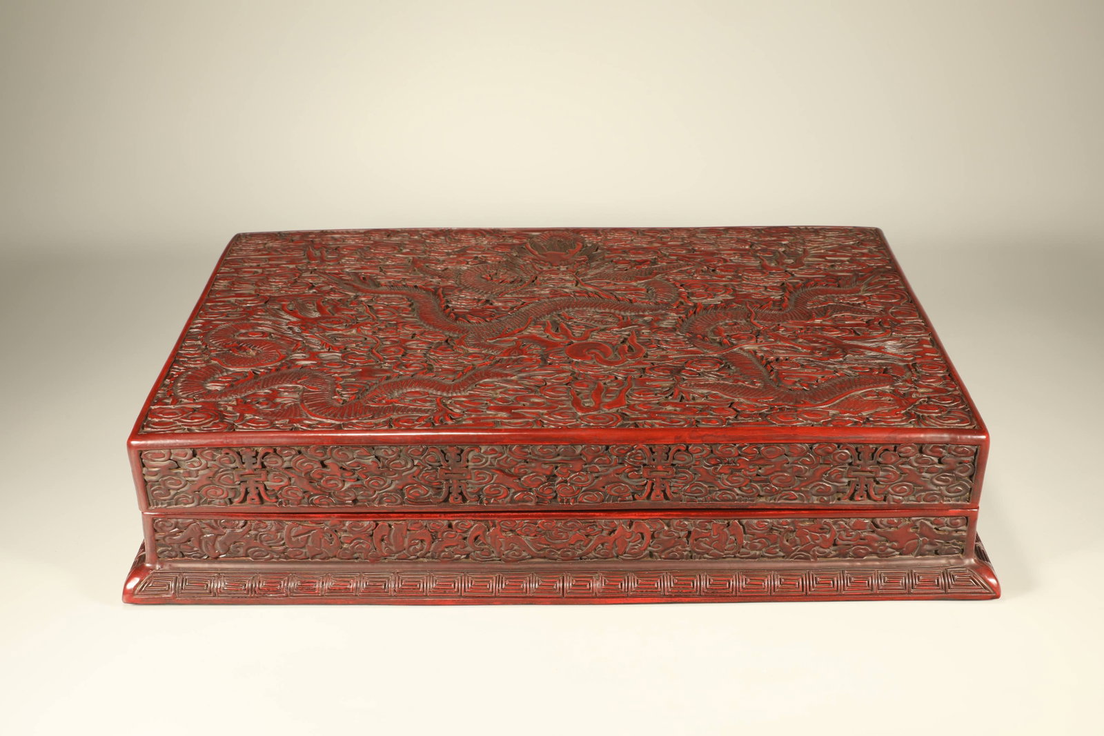 A LACQUER COVERED BOX WITH DRAGON AMID CLOUDS (1 of 7)