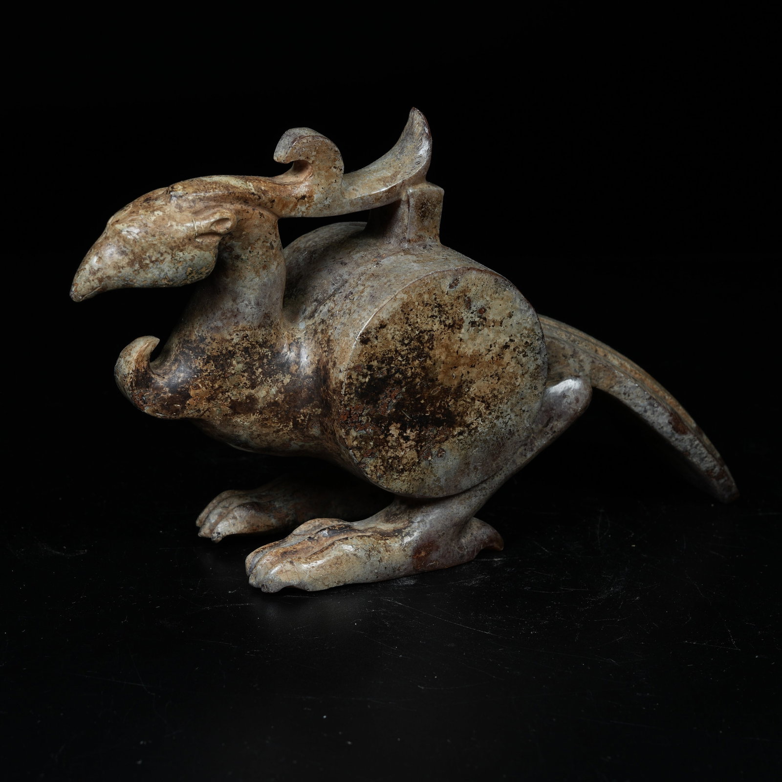 A ARCHAIC JADE PHOENIX ORNAMENT: Archaic Jade Phoenix Ornament