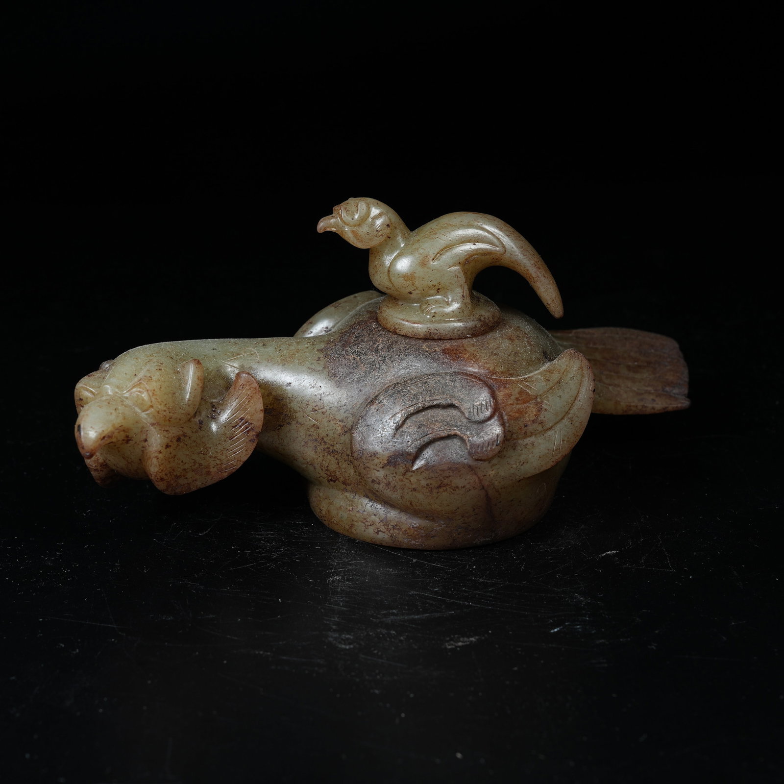 A ARCHAIC JADE PHOENIX-SHAPED INCENSE BURNER: Archaic Jade Phoenix-shaped Incense Burner
