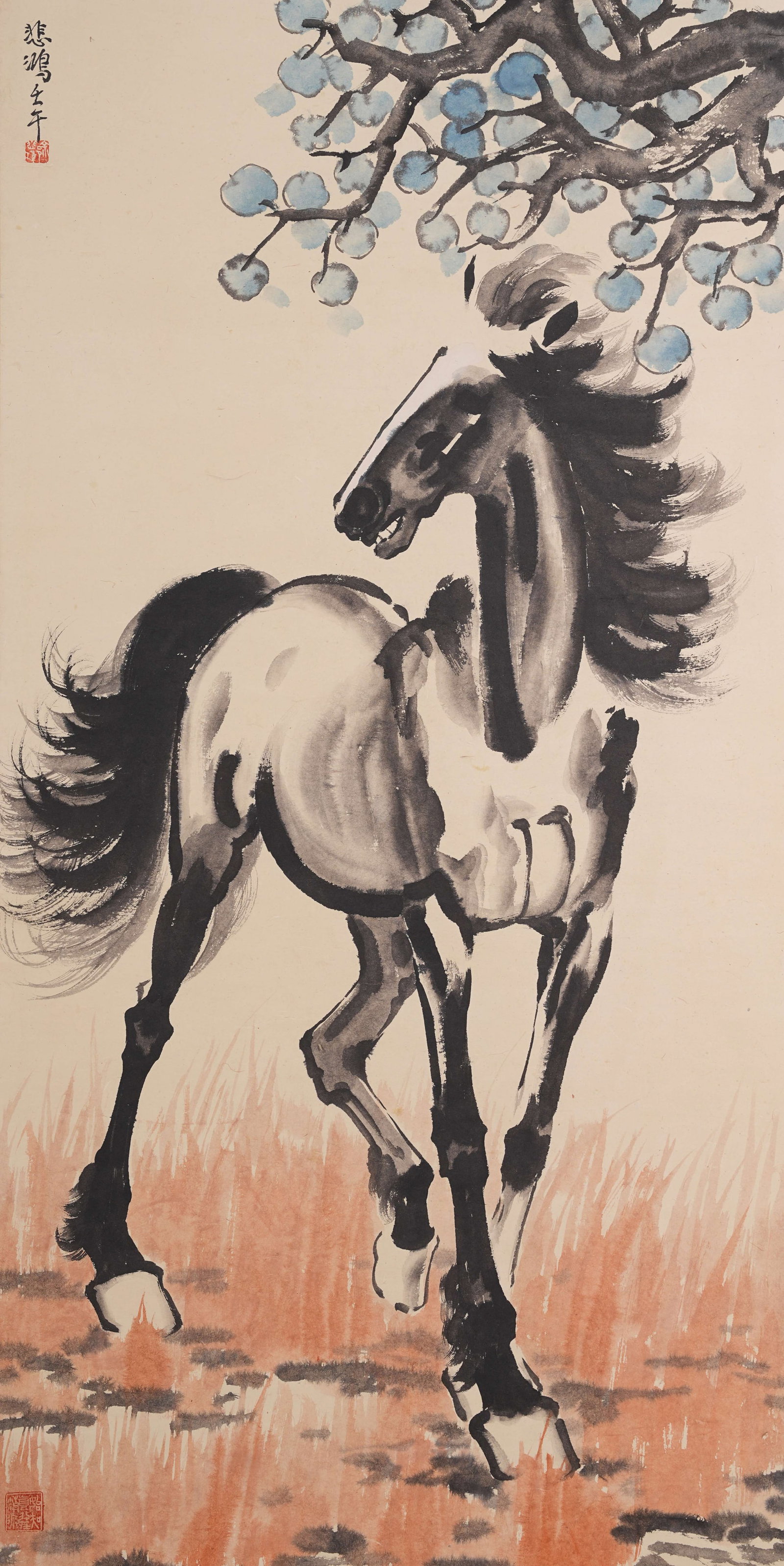 A FINE STEED PAINTING ON PAPER BY XU BEIHONG.徐悲鴻 (1 of 10)