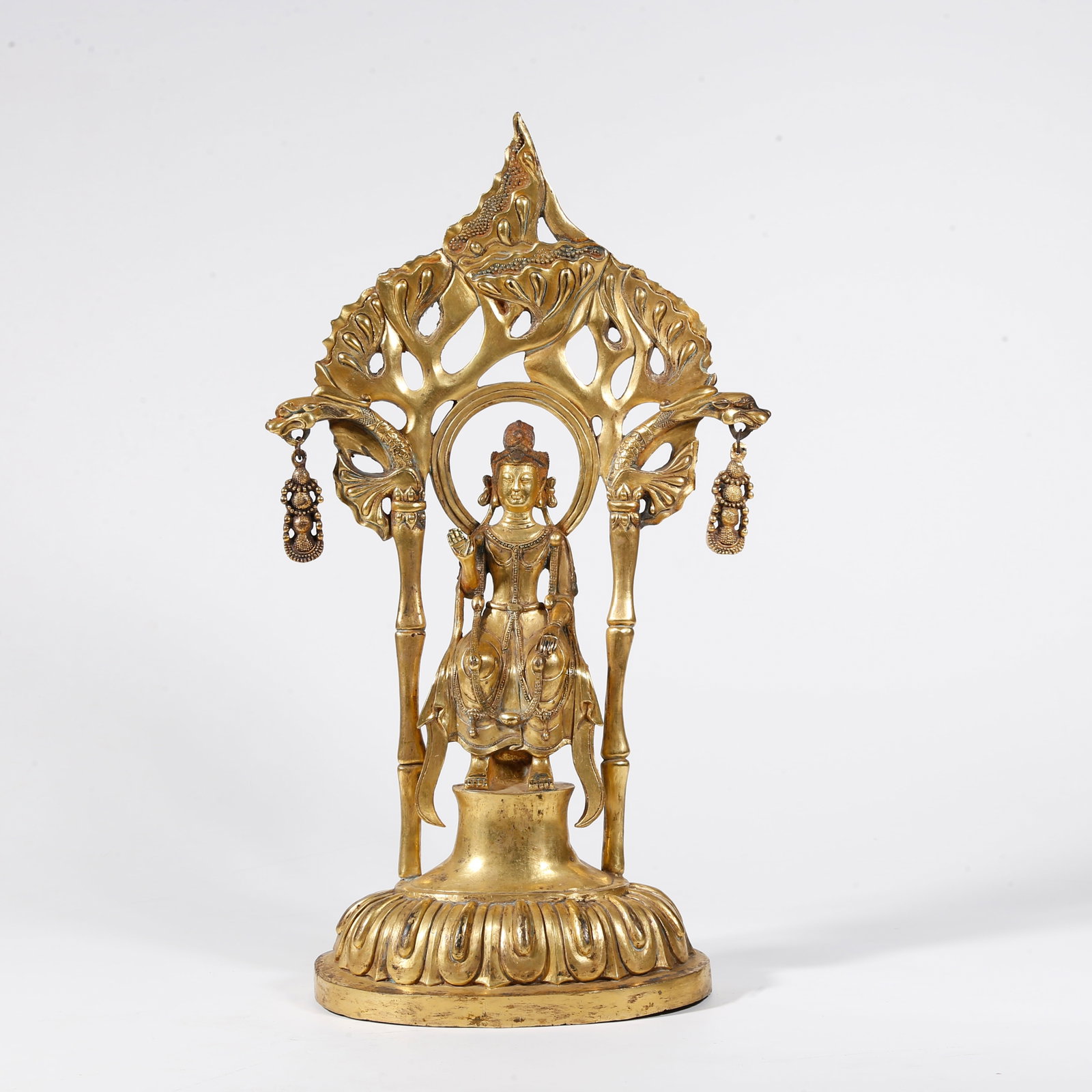 A GILT BRONZE STATUE OF MAITREYA BODHISATTVA: Gilt Bronze Statue of Maitreya Bodhisattva