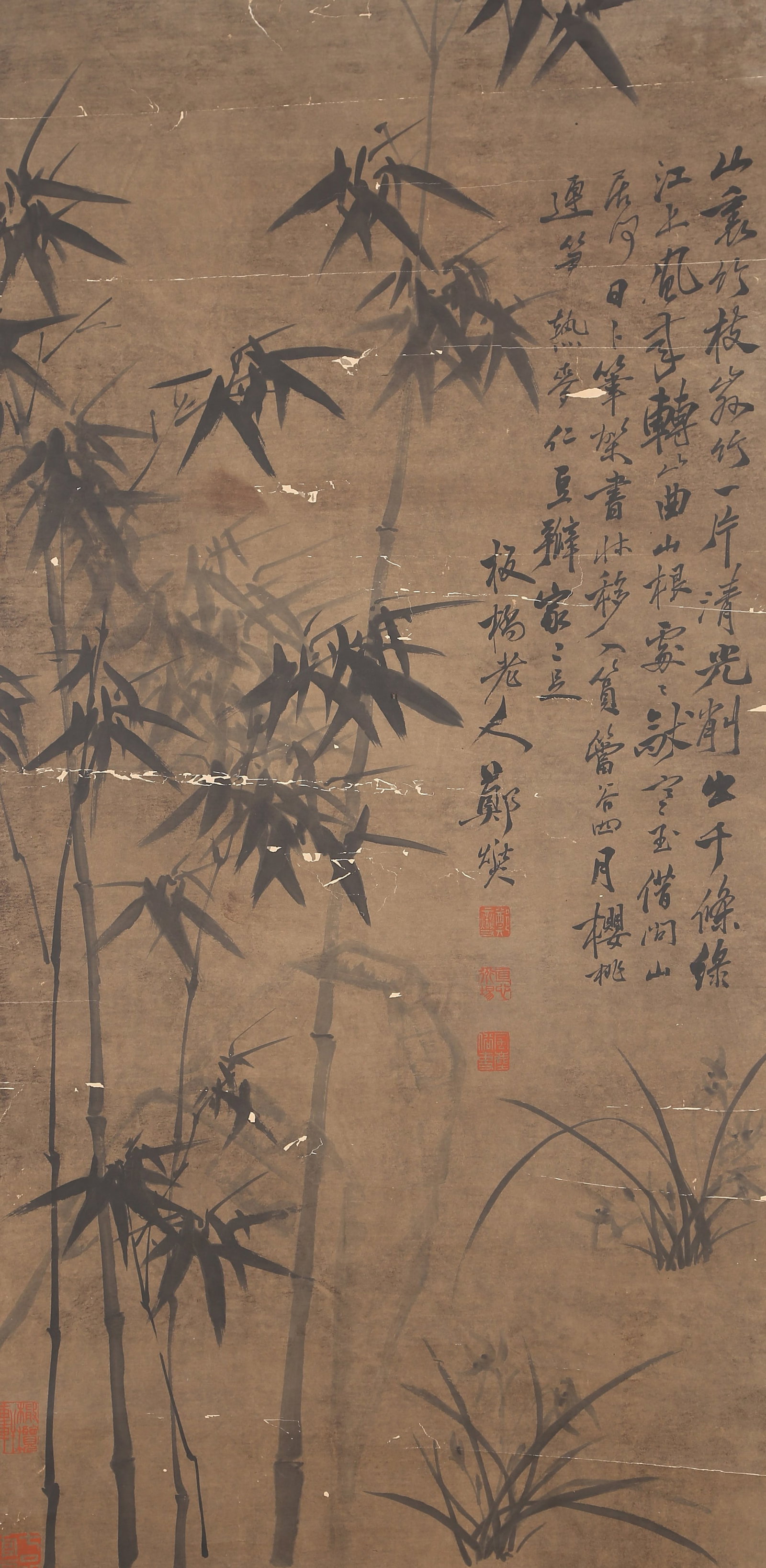 A INK BAMBOO PAINTING ON PAPER BY ZHENG BANQIAO.鄭板橋: Ink Bamboo Painting on Paper by Zheng Banqiao.鄭板橋