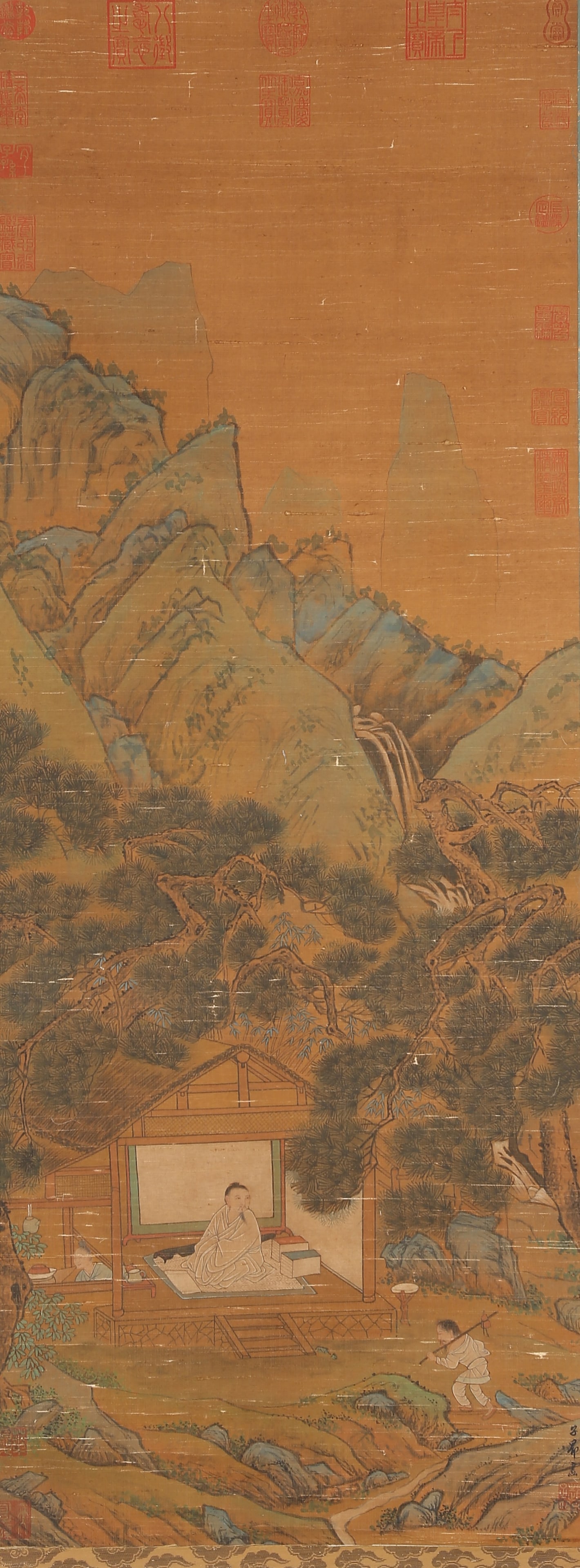 A LANDSCAPE AND FIGURE PAINTING ON SILK BY ZHAO MENGFU.趙孟頫 - 12