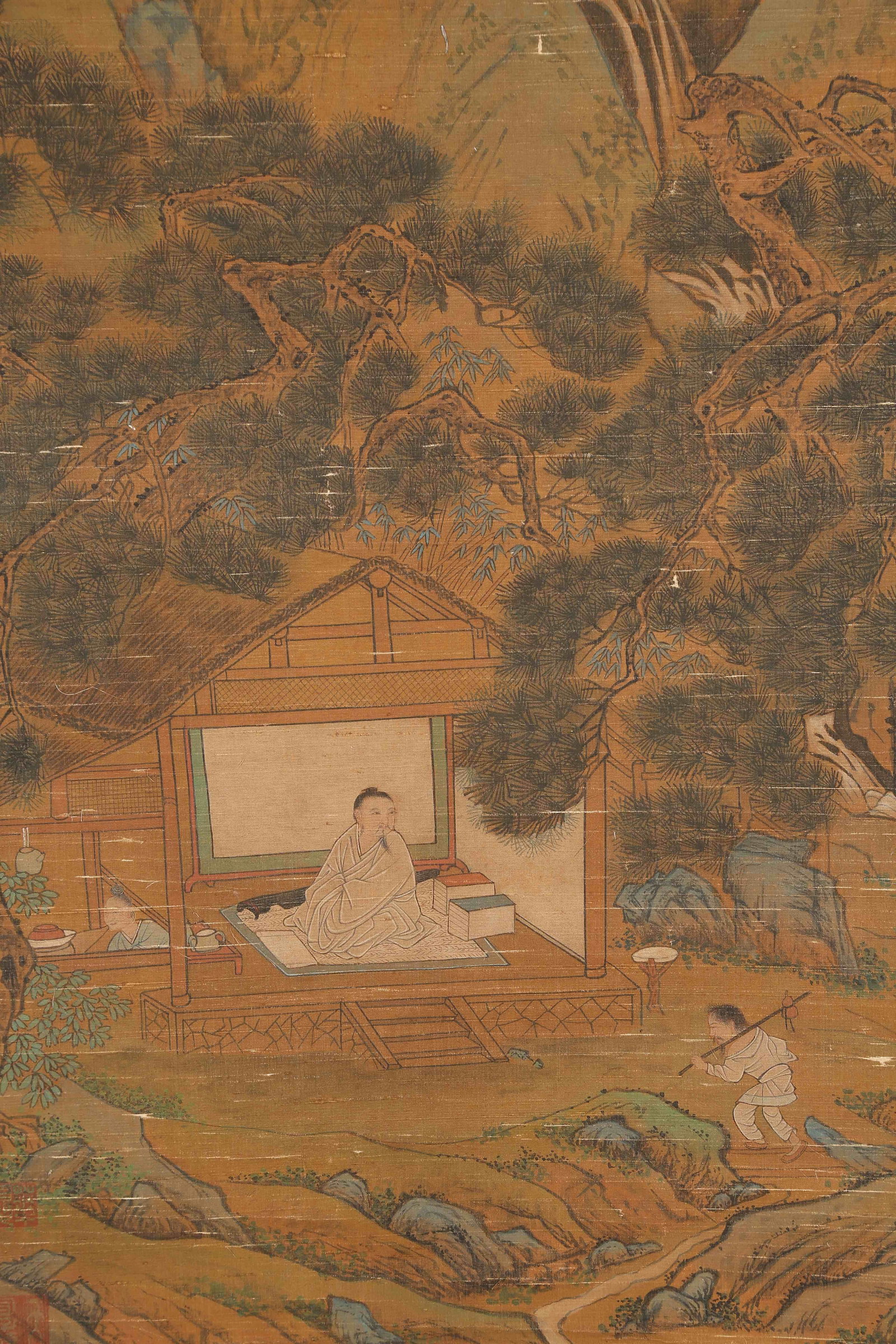 A LANDSCAPE AND FIGURE PAINTING ON SILK BY ZHAO MENGFU.趙孟頫 - 7