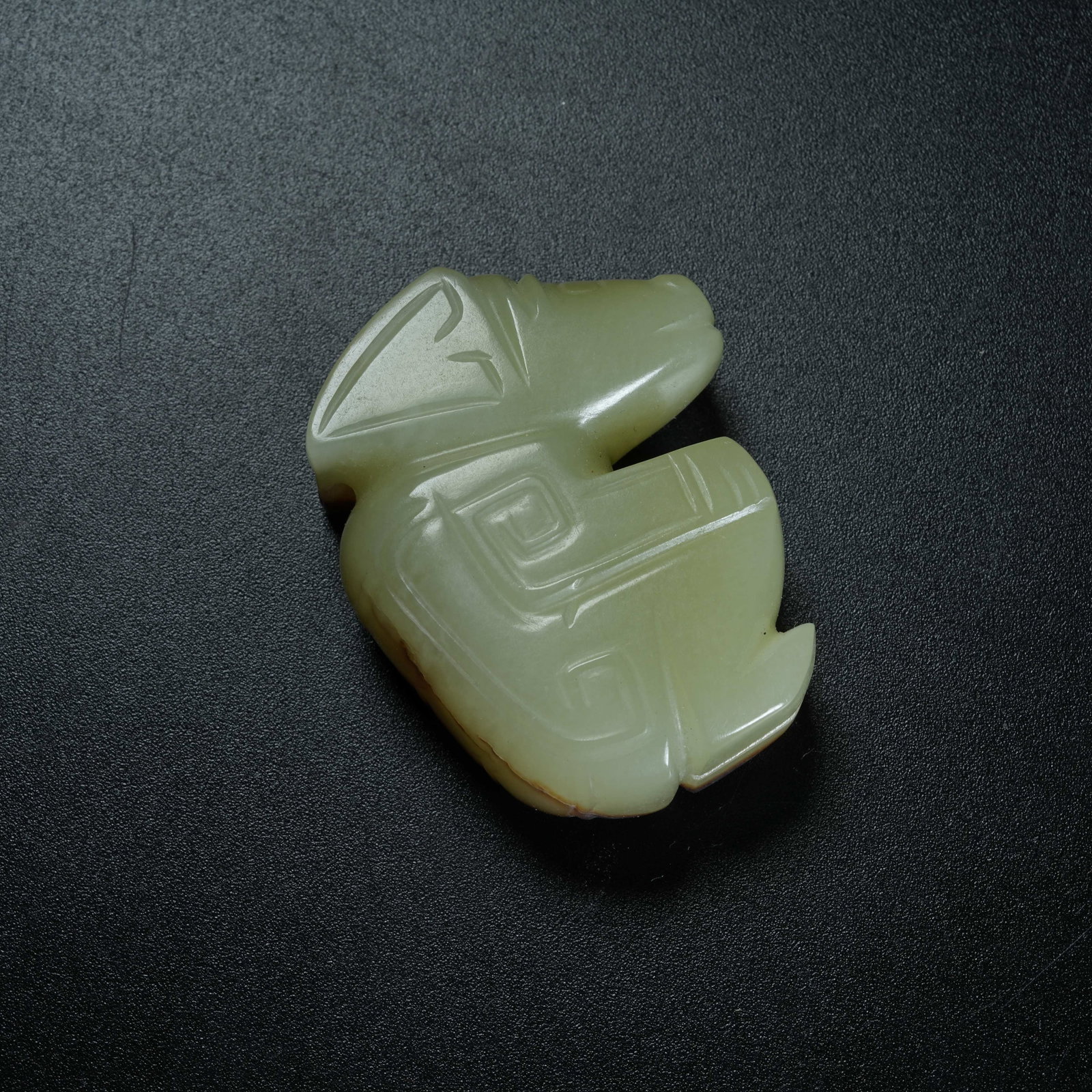A ARCHAIC JADE PIG PENDANT: Archaic Jade Pig Pendant