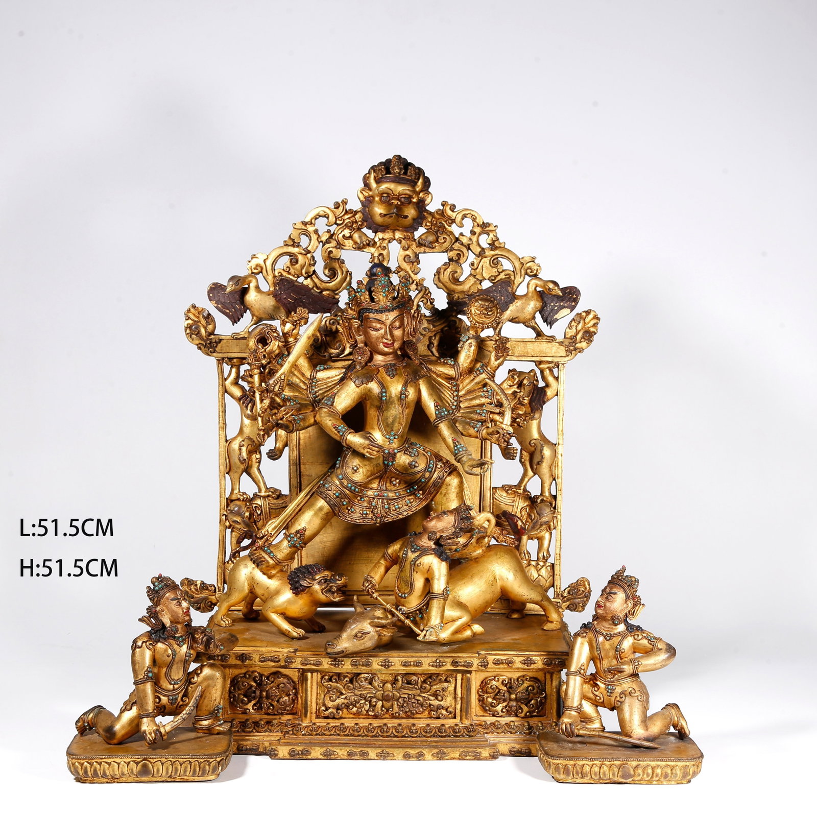 A GILT BRONZE STATUE OF DURGA: Gilt Bronze Statue of Durga
