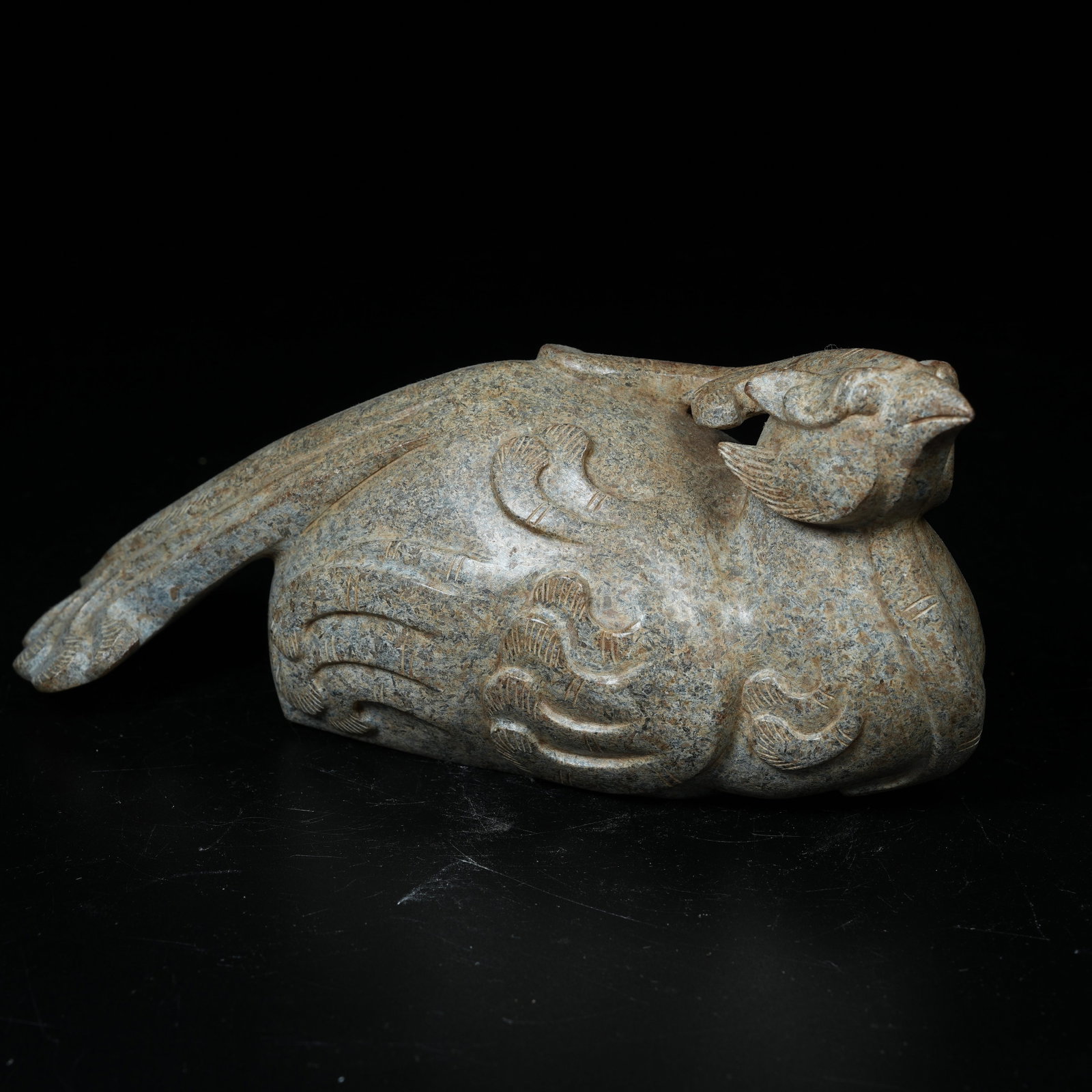 A ARCHAIC JADE PHOENIX ORNAMENT: Archaic Jade Phoenix Ornament