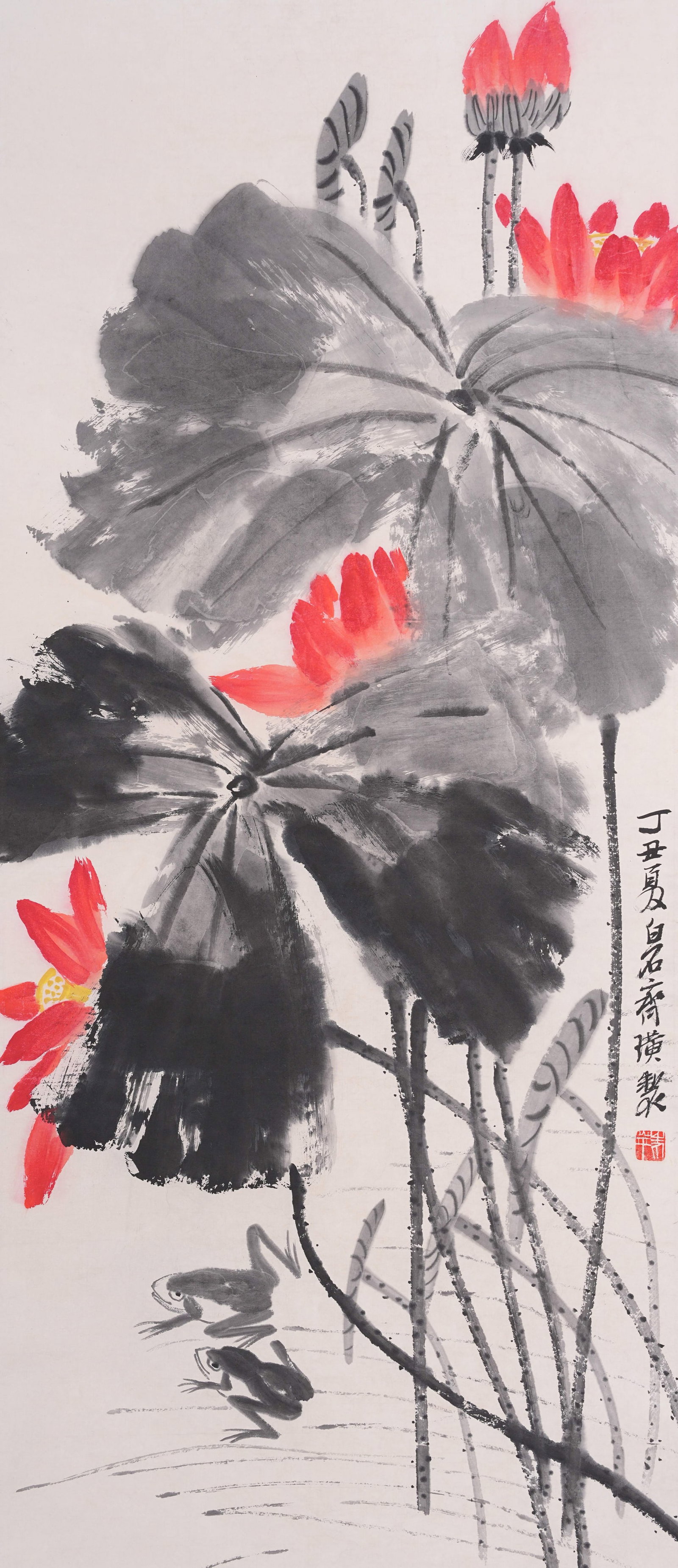A LOTUS PAINTING ON PAPER BY QI BAISHI.齊白石 (1 of 8)