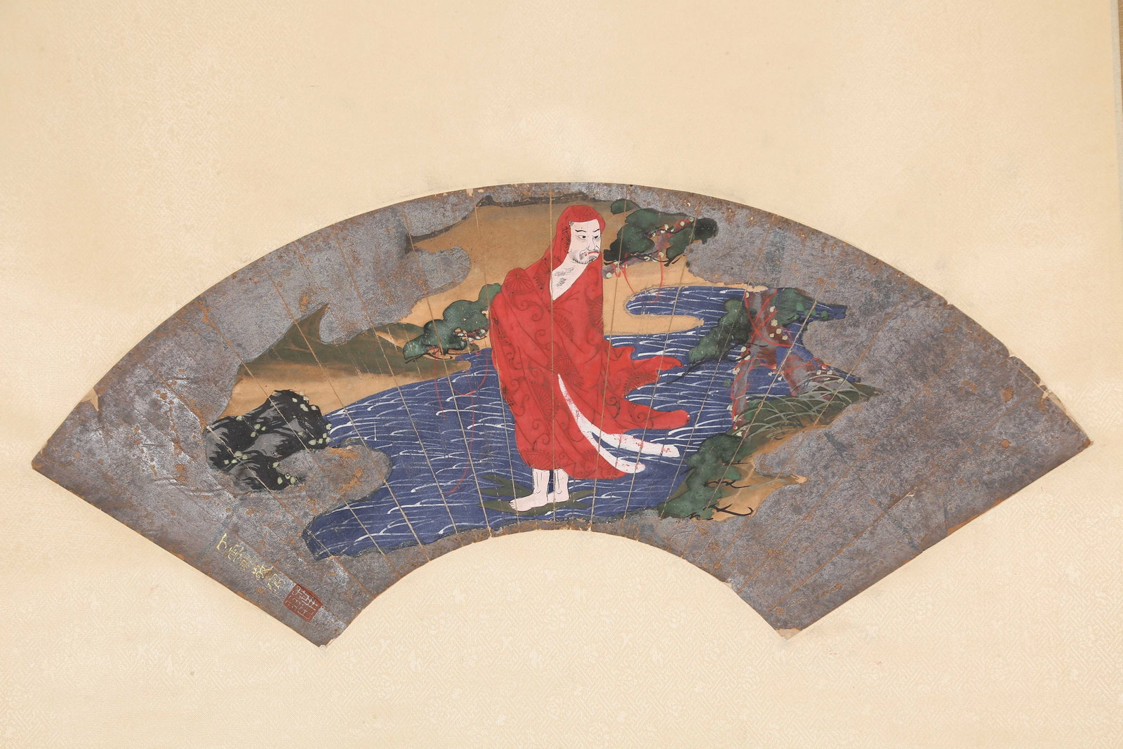 A ARHAT PAINTING ON PAPER BY DING YUNPENG.丁雲鵬: Arhat Painting on Paper by Ding Yunpeng.丁雲鵬