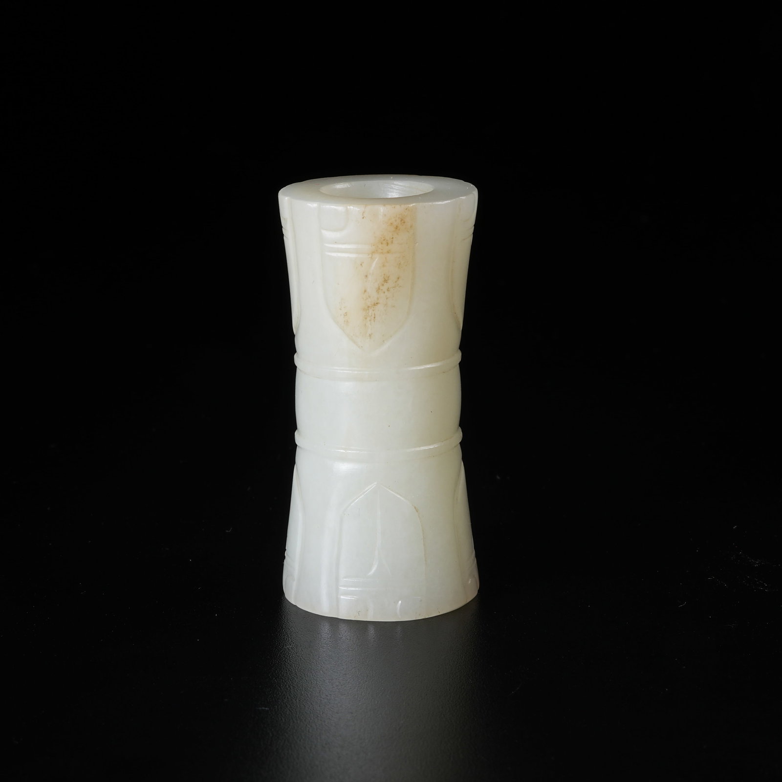 A HETIAN JADE TUBE PENDANT WITH CICADA PATTERN: Hetian Jade Tube Pendant with Cicada Pattern