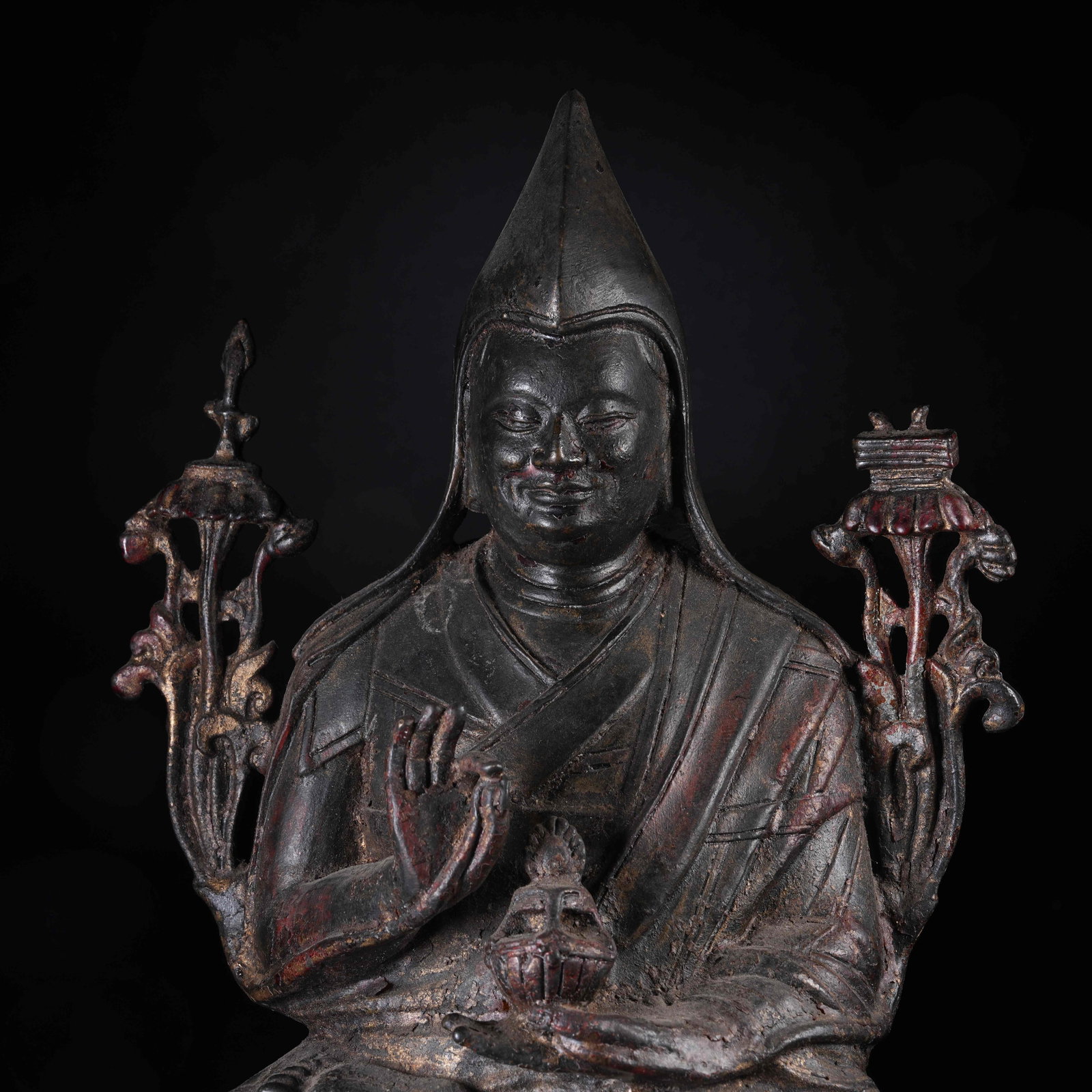 A BRONZE GURU STATUE - 2