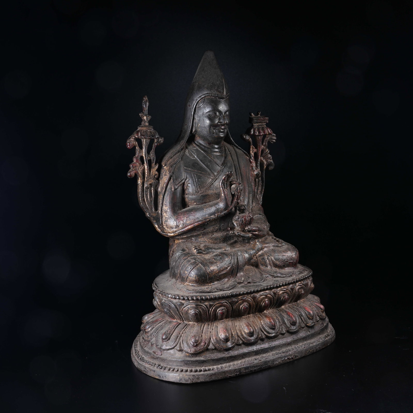 A BRONZE GURU STATUE - 5