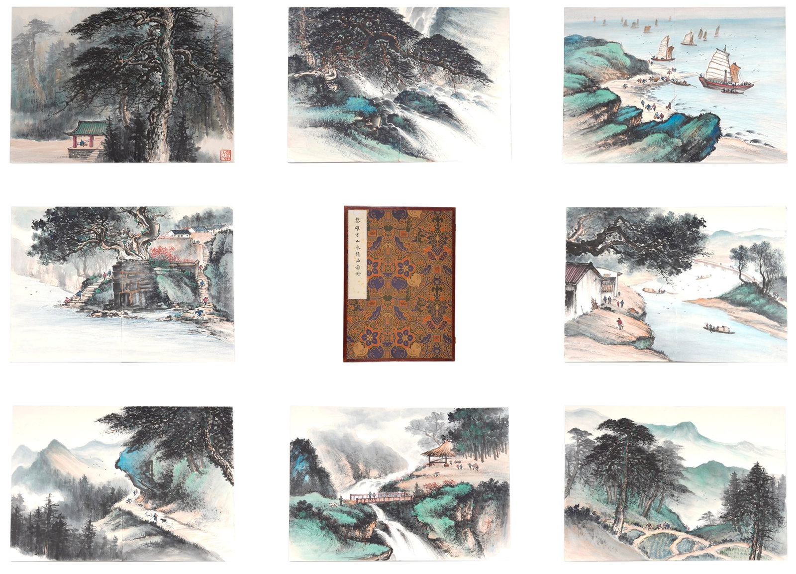 A LANDSCAPE PAINTINGS ALBUM ON PAPER BY LI XIONGCAI (TWELVE LEAVES).黎雄才: Landscape Paintings Album on Paper by Li Xiongcai (twelve leaves).黎雄才