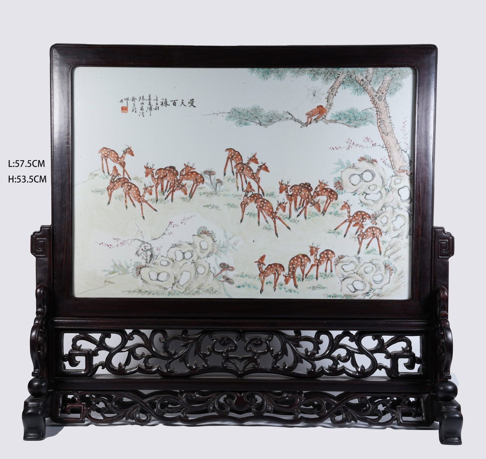 A LARGE QIANJIANG-CAI TABLE SCREEN WITH RECEIVING-HUNDRED-BLESSINGS-FROM-HEAVEN MOTIF (1 of 8)