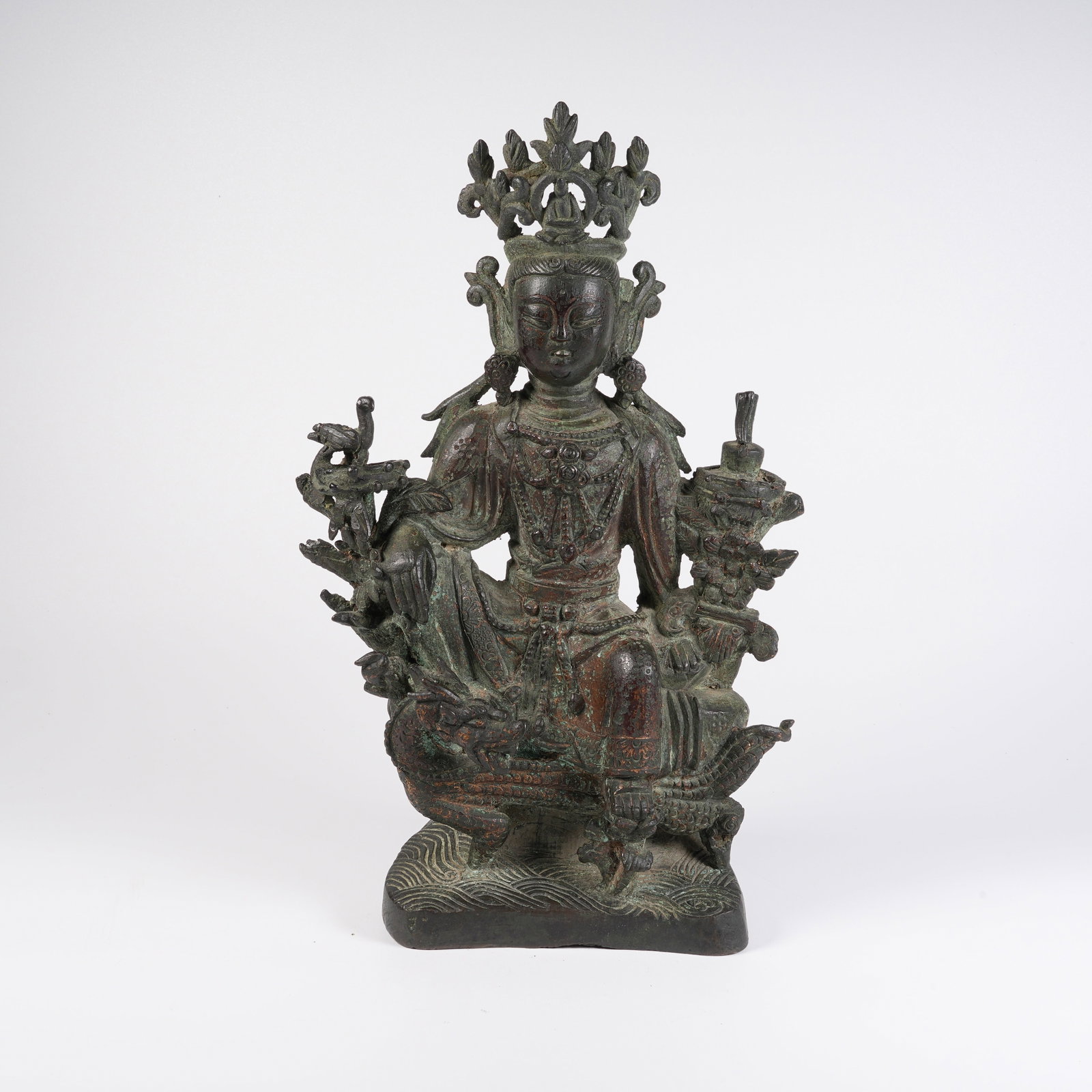 A BRONZE STATUE OF GUANYIN BODHISATTVA: Bronze Statue of Guanyin Bodhisattva
