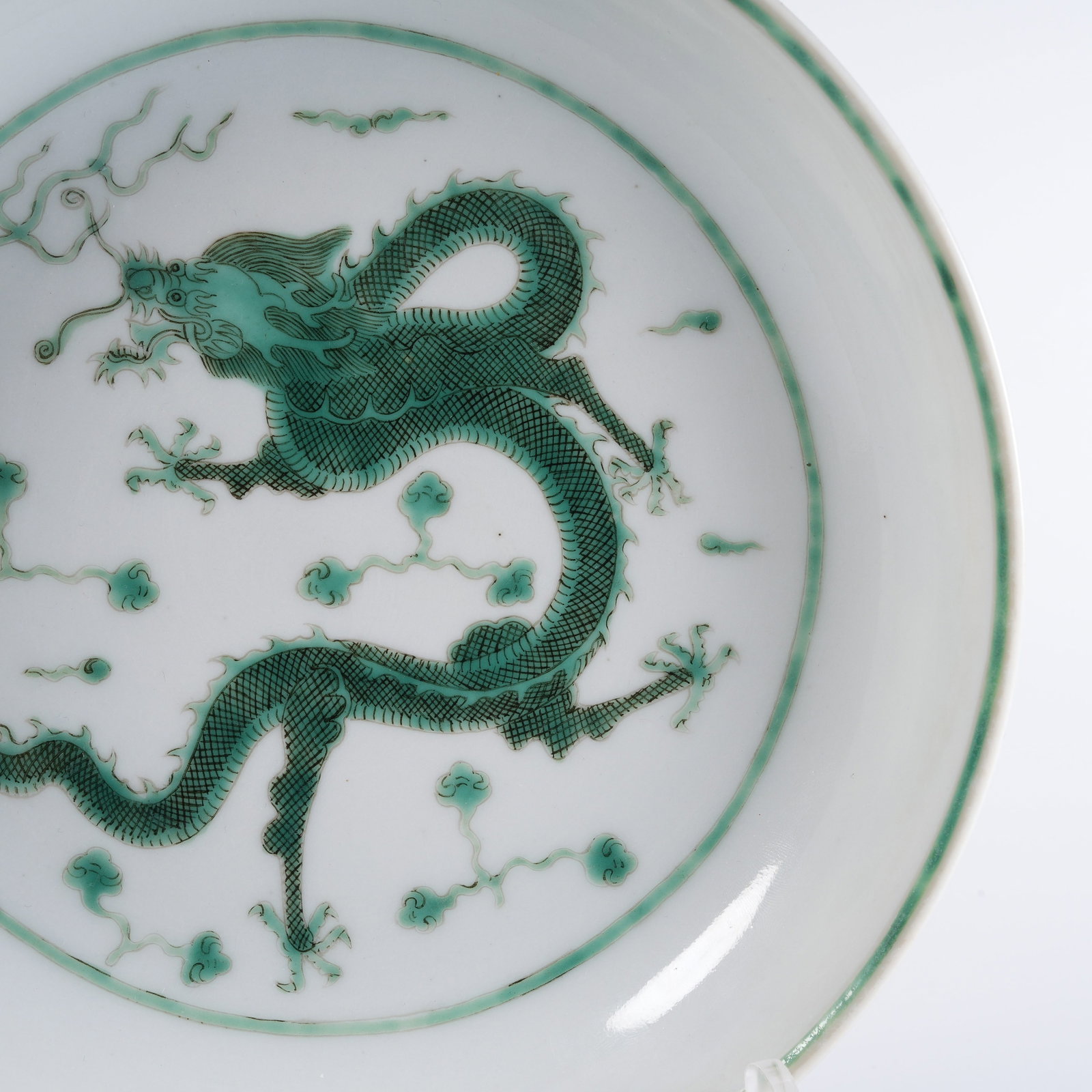 A GREEN-ENAMEL DRAGON-PATTERN PLATE - 4