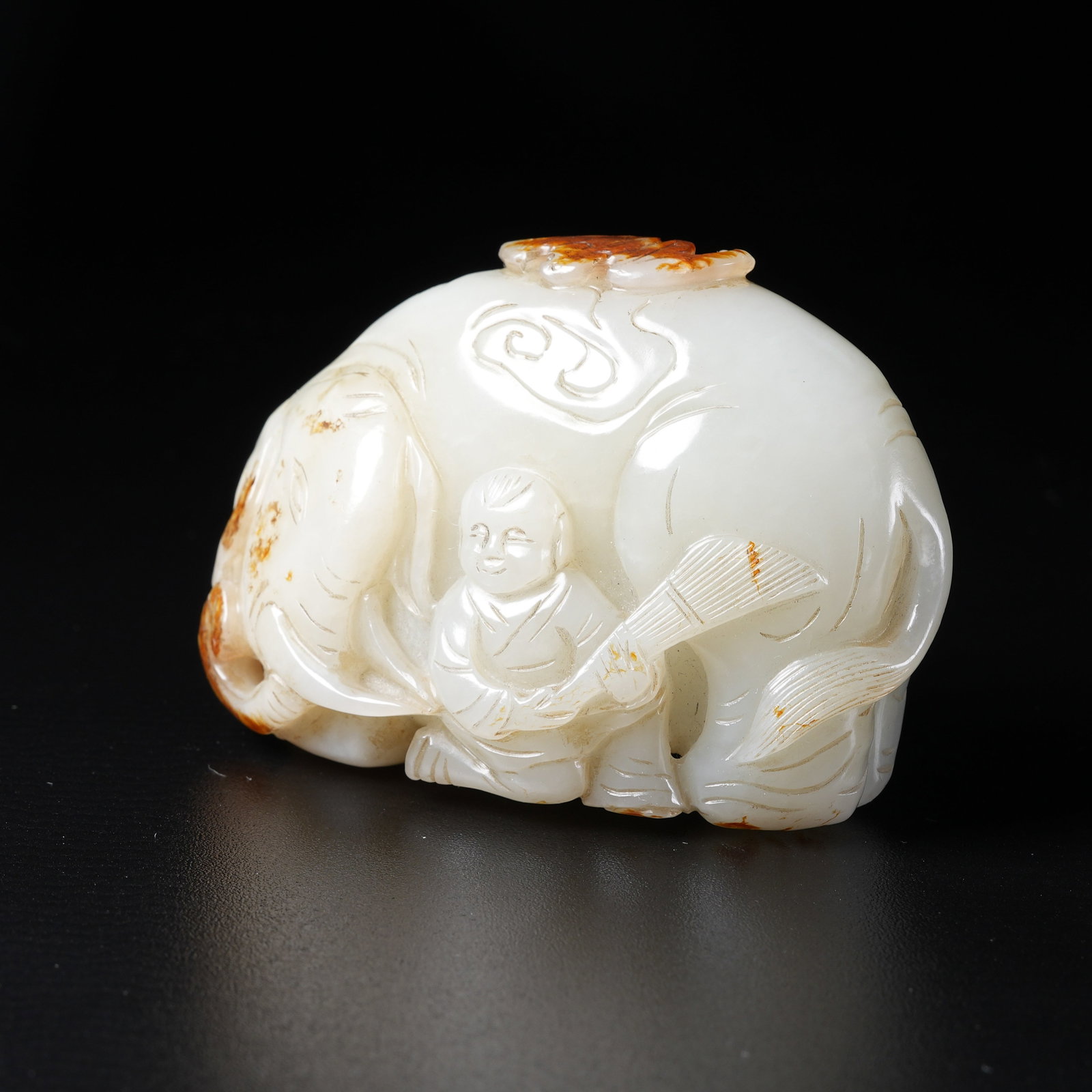 A ORNAMENT OF BOY WASHING ELEPHANT IN HETIAN JADE (1 of 7)