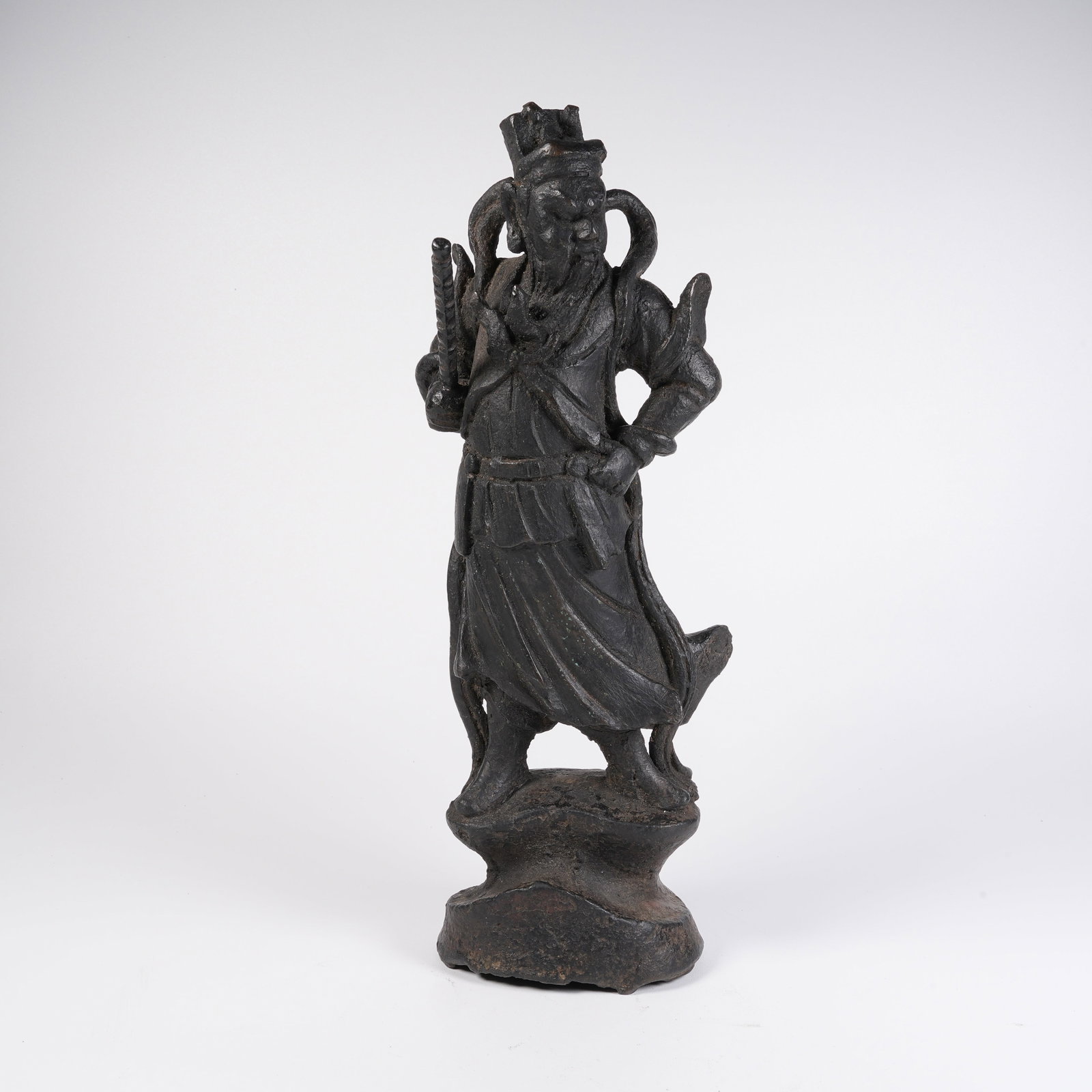 A BRONZE STANDING STATUE OF ZHAO GONGMING: Bronze Standing Statue of Zhao Gongming