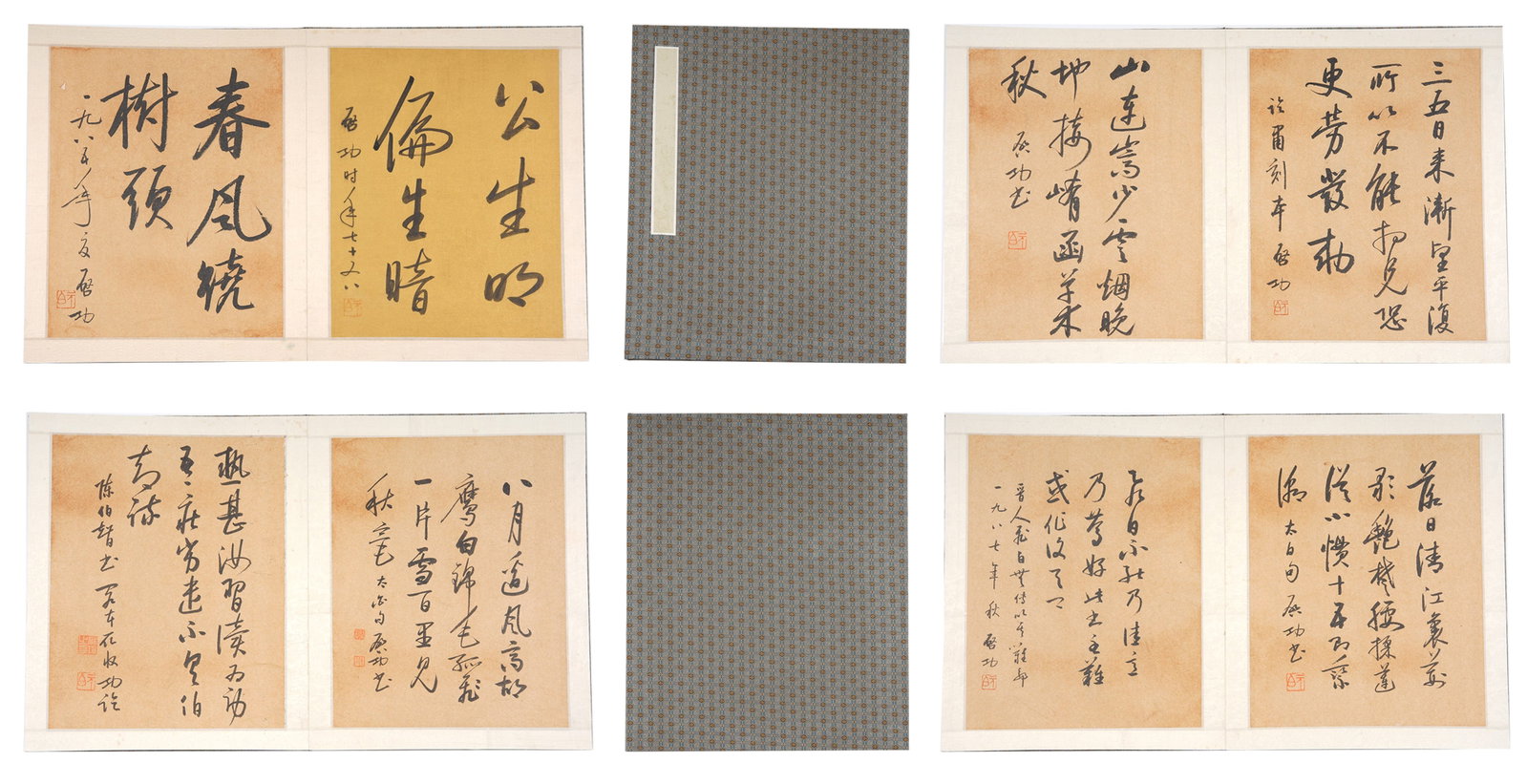 A CALLIGRAPHY ALBUM ON PAPER BY QI GONG (FIVE LEAVES).啟功: Calligraphy Album on Paper by Qi Gong (five leaves).啟功