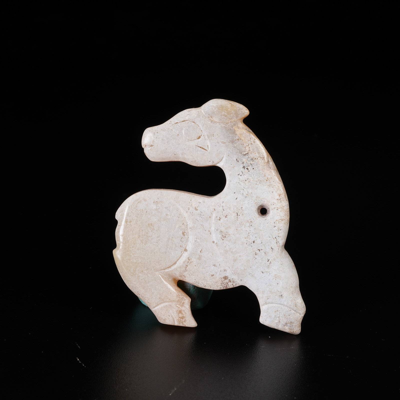 A ARCHAIC JADE DEER PENDANT: Archaic Jade Deer Pendant