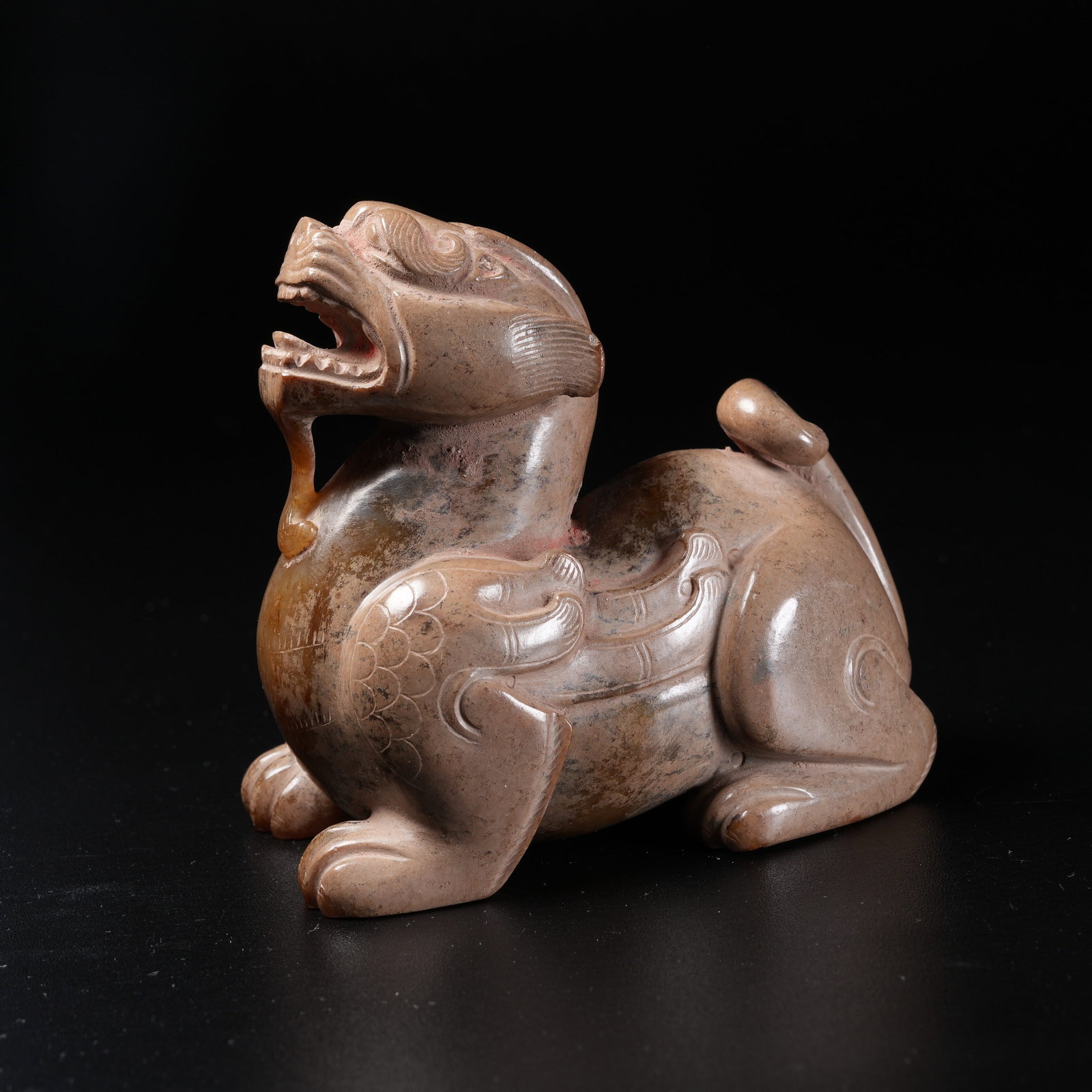 A ANCIENT HIGH-GRADE JADE AUSPICIOUS BEAST PAPERWEIGHT (1 of 8)