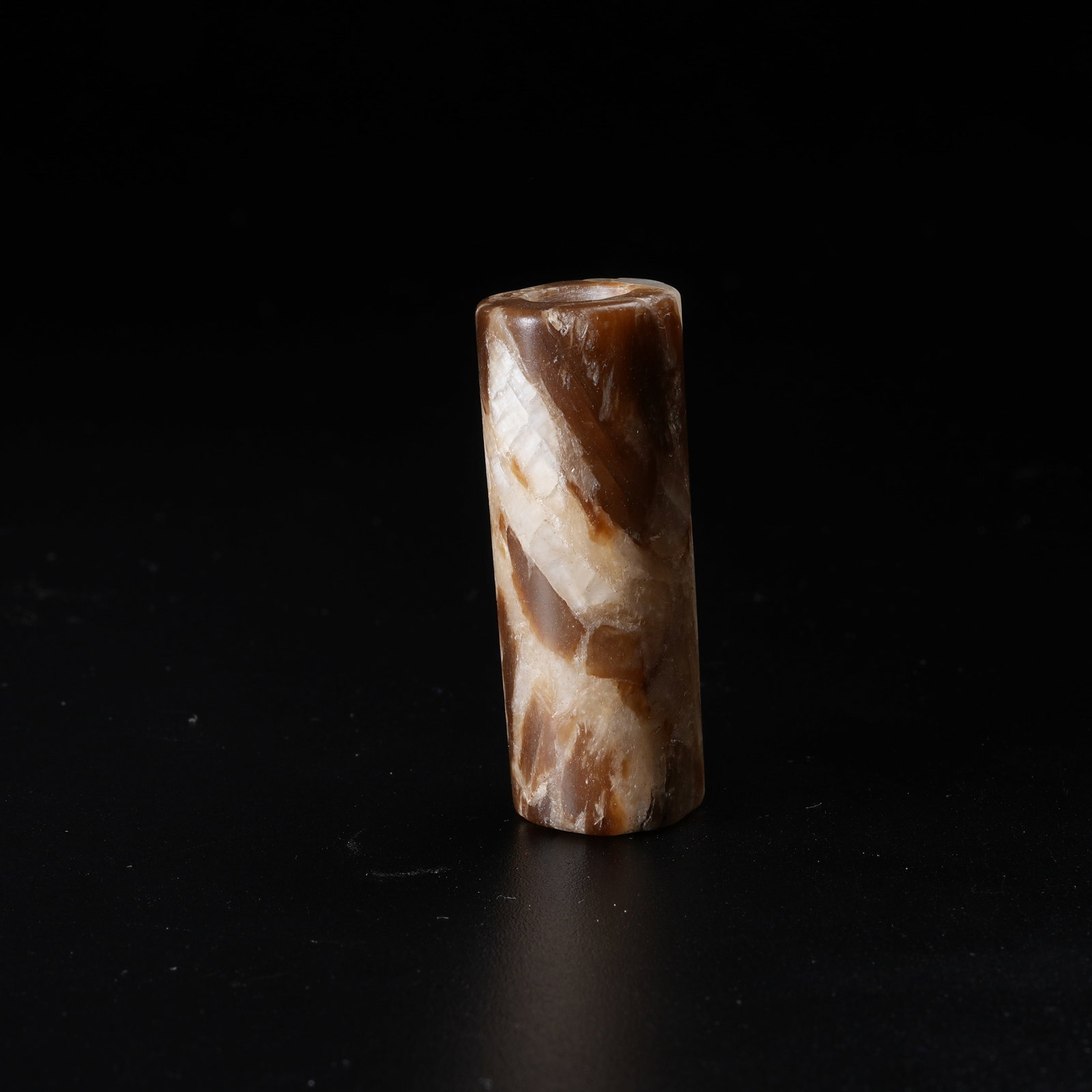 A ANCIENT JADE TUBE PENDANT: Ancient Jade Tube Pendant