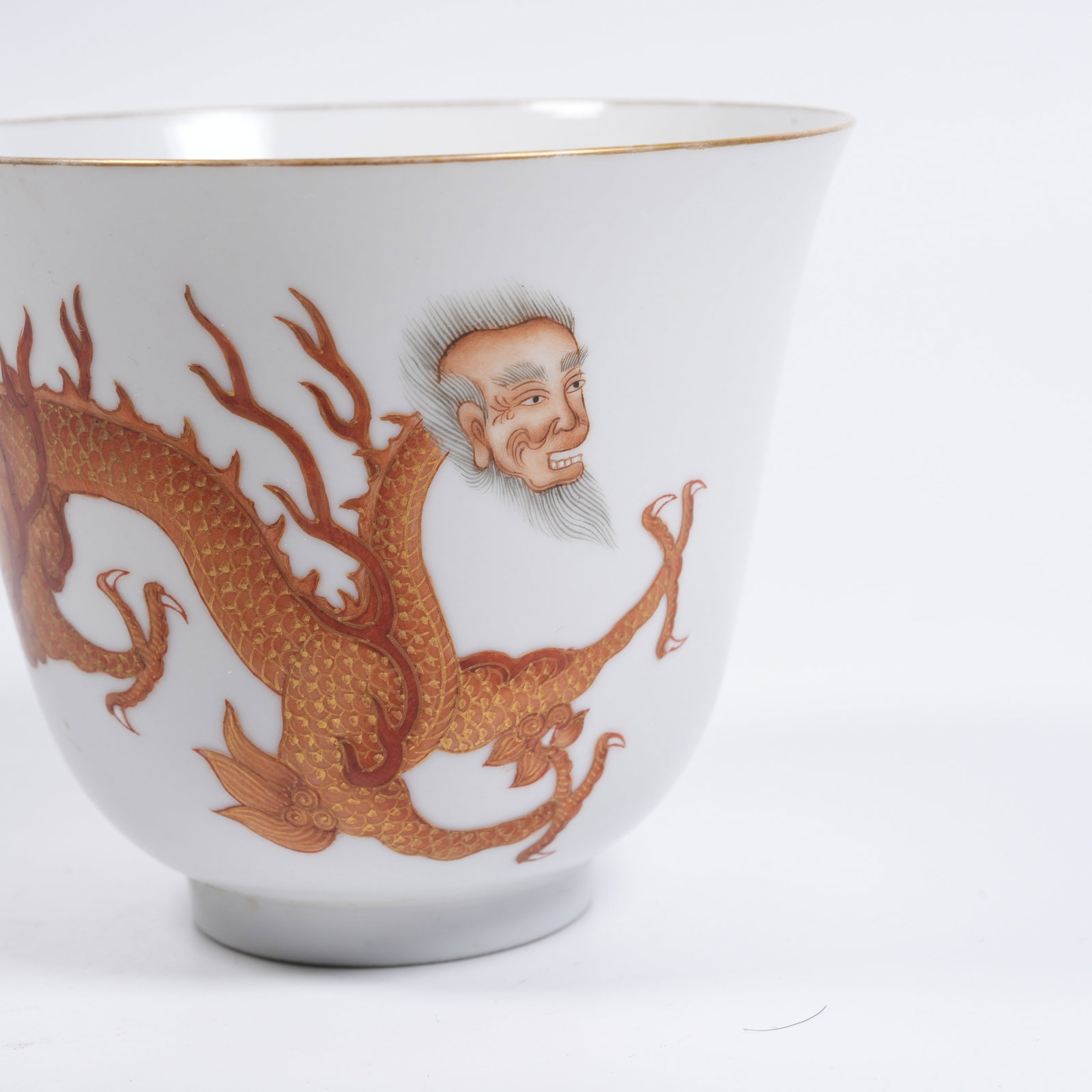 A IRON-RED GILDED RESPONDING-DRAGON-PATTERN CUP - 5