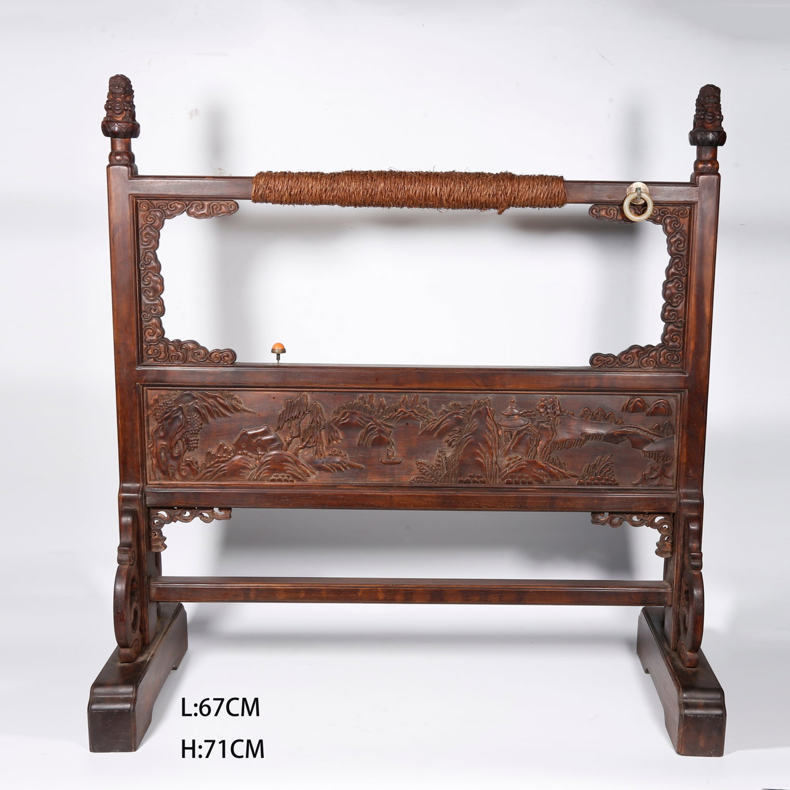 A EAGLE STAND CARVED WITH LANDSCAPE PATTERN IN HUANGHUALI WOOD (1 of 10)