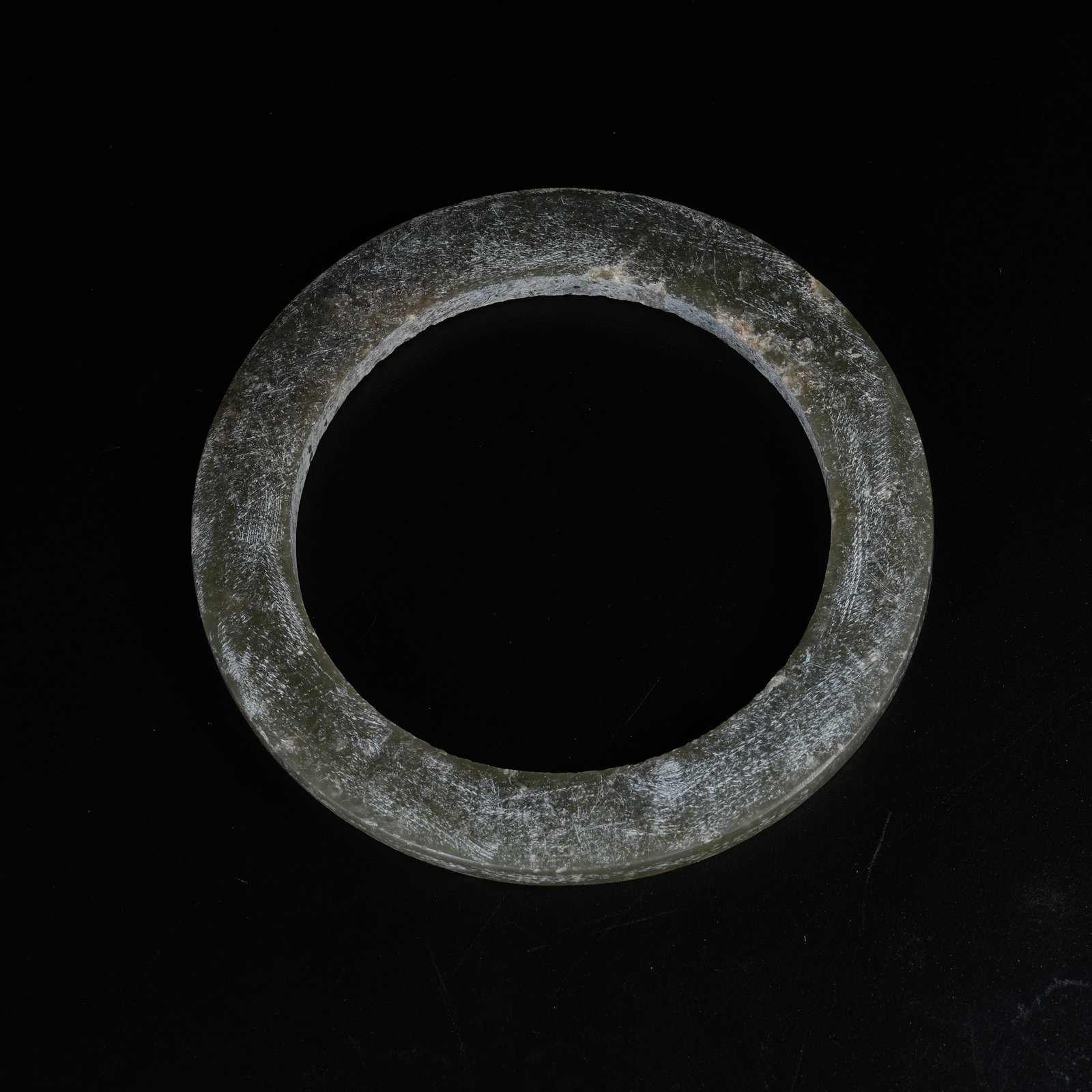 A ARCHAIC JADE BI AND RING: Archaic Jade Bi and Ring