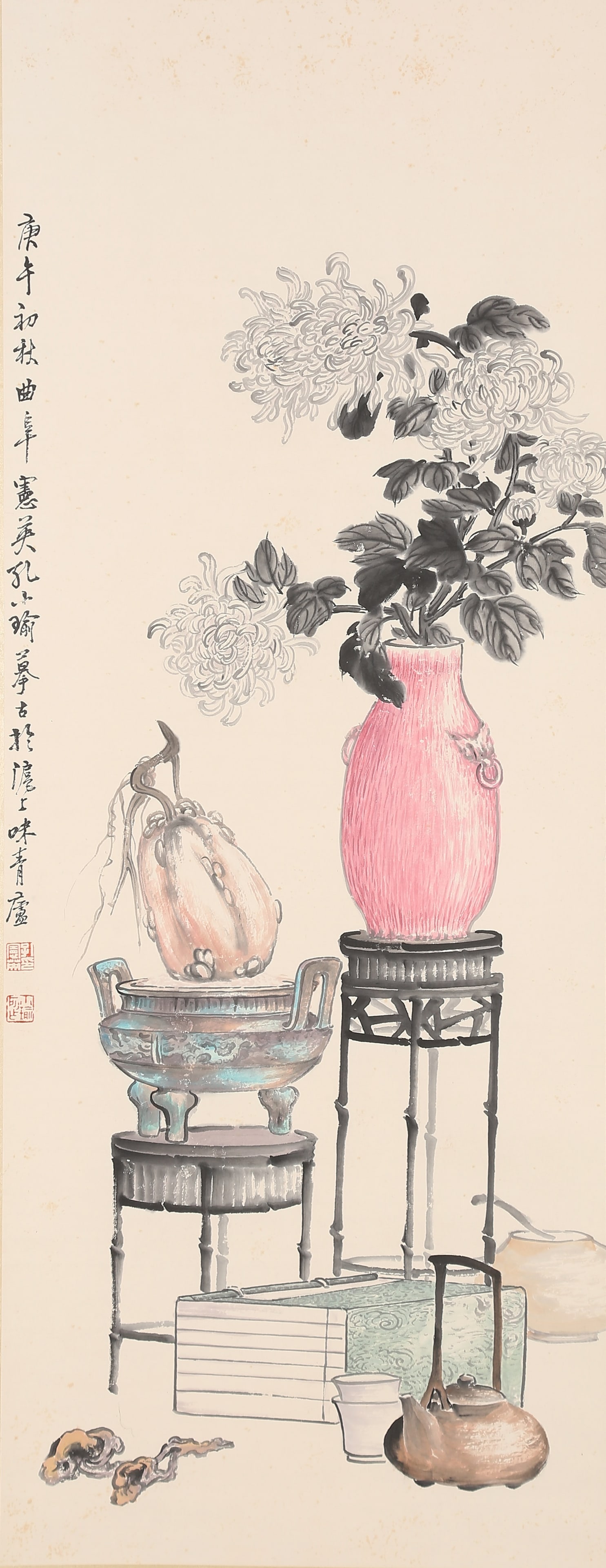 A SCHOLAR'S STUDIO OFFERINGS PAINTING ON PAPER BY KONG XIAOYU.孔小瑜 (1 of 10)