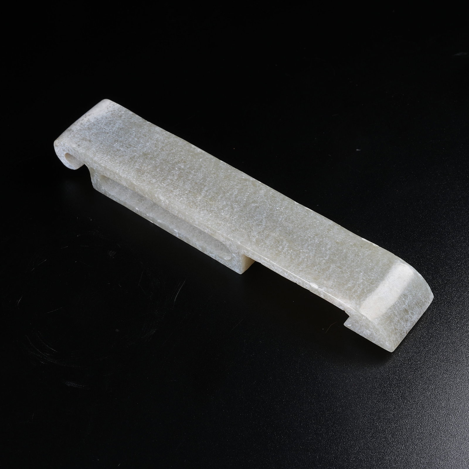 A SWORD SCABBARD SLIDE ARCHAIC JADE: Sword Scabbard Slide Archaic Jade
