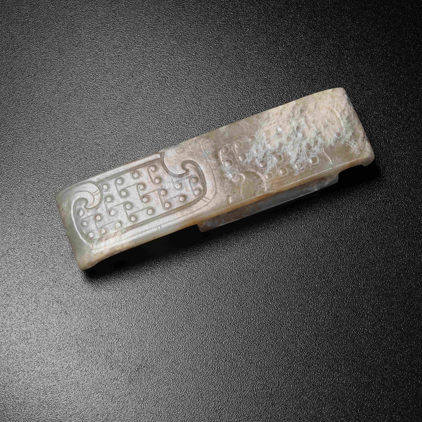 A ANCIENT HIGH-GRADE JADE SWORD SLIDE: Ancient High-Grade Jade Sword Slide