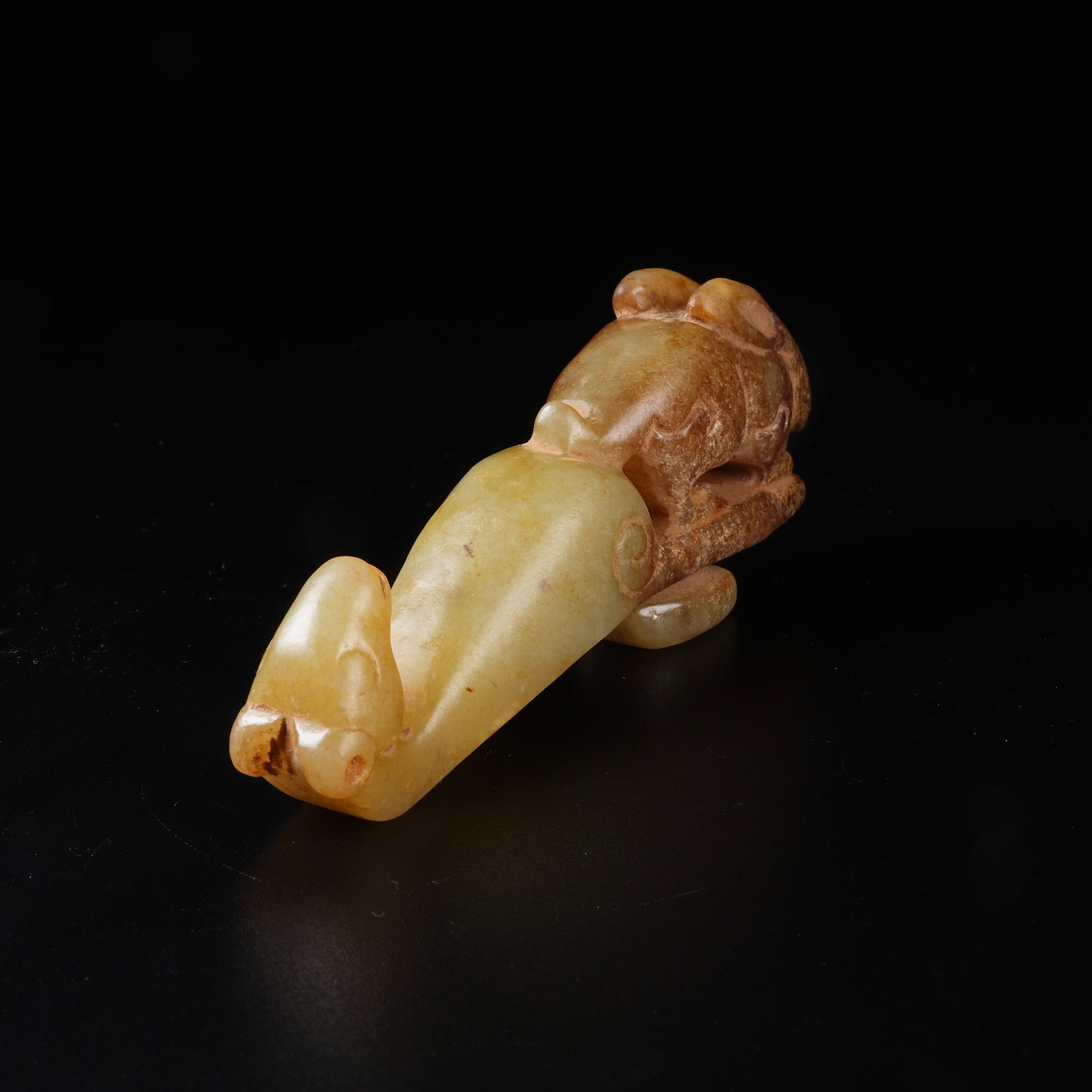A ARCHAIC JADE BELT HOOK WITH RABBIT PATTERN - 6