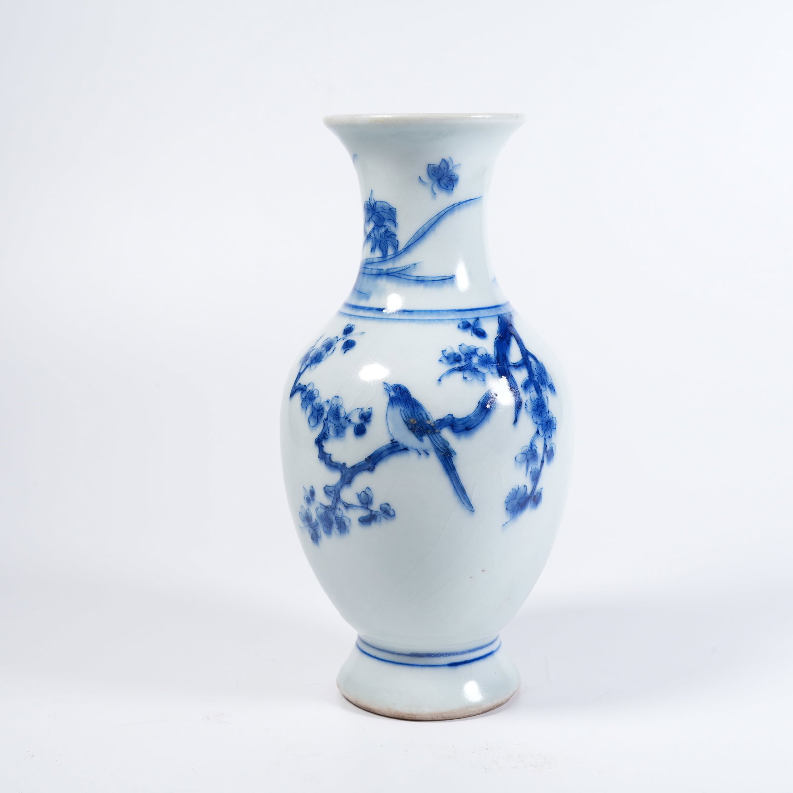 A BLUE-AND-WHITE APPRECIATION VASE WITH FLOWER-AND-BIRD PATTERN (1 of 9)