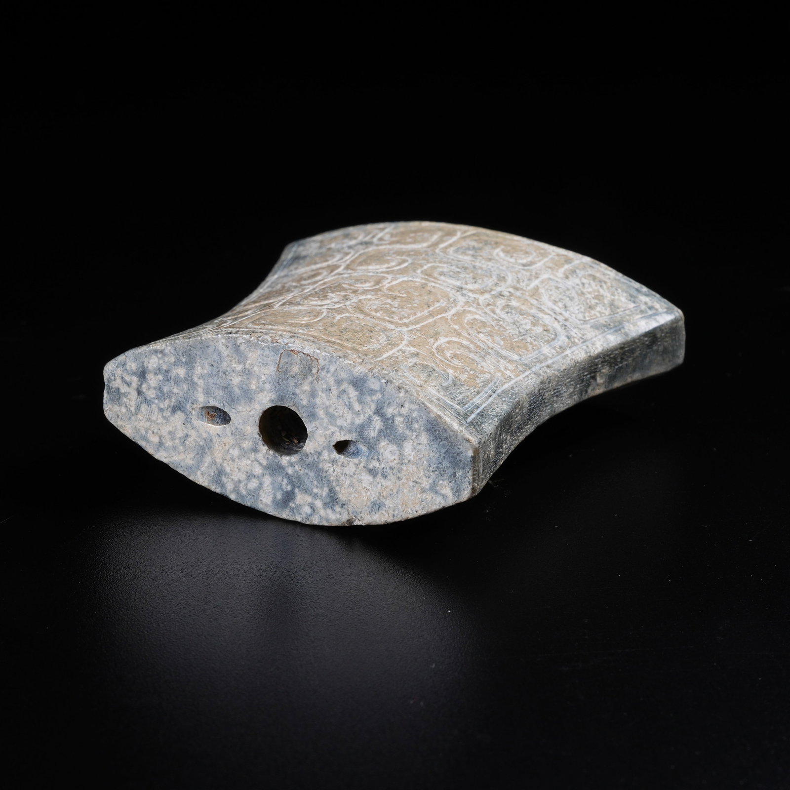 A HOOKED CLOUD PATTERN SWORD POMMEL ARCHAIC JADE - 8