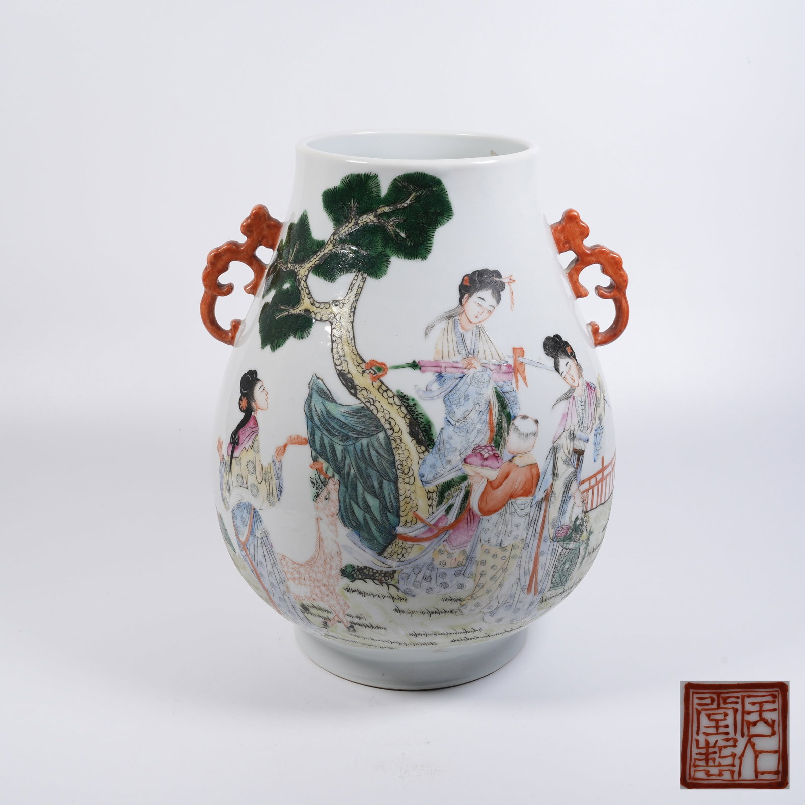 A FAMILLE-ROSE DOUBLE-EARED ZUN WITH BEAUTY-FIGURE PATTERN (1 of 10)