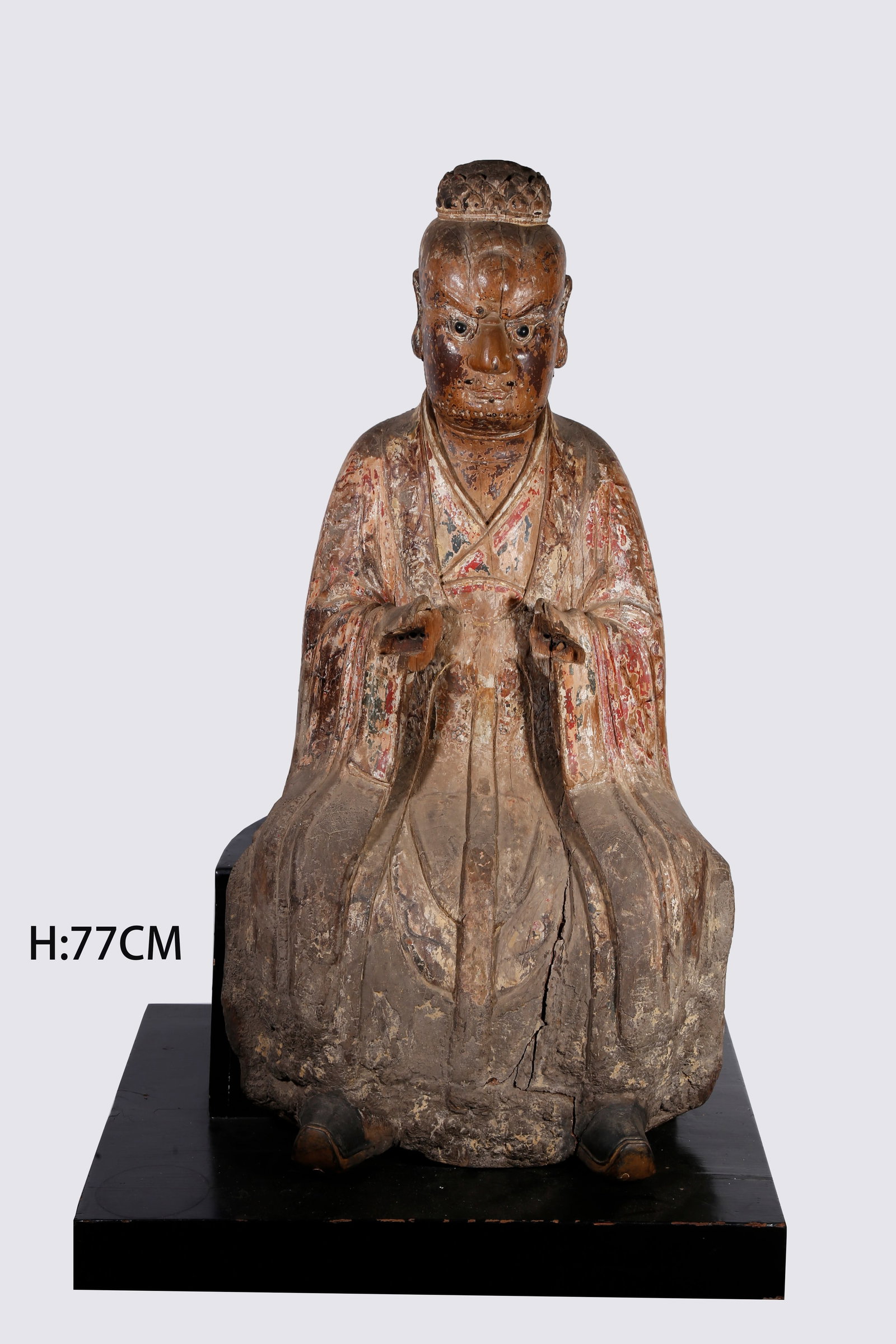 A PAINTED WOODEN FIGURE STATUE (1 of 10)